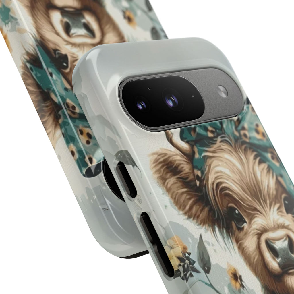 Adorable Cow Phone Case – Floral Farmhouse Design, Cute Animal Lover Gift