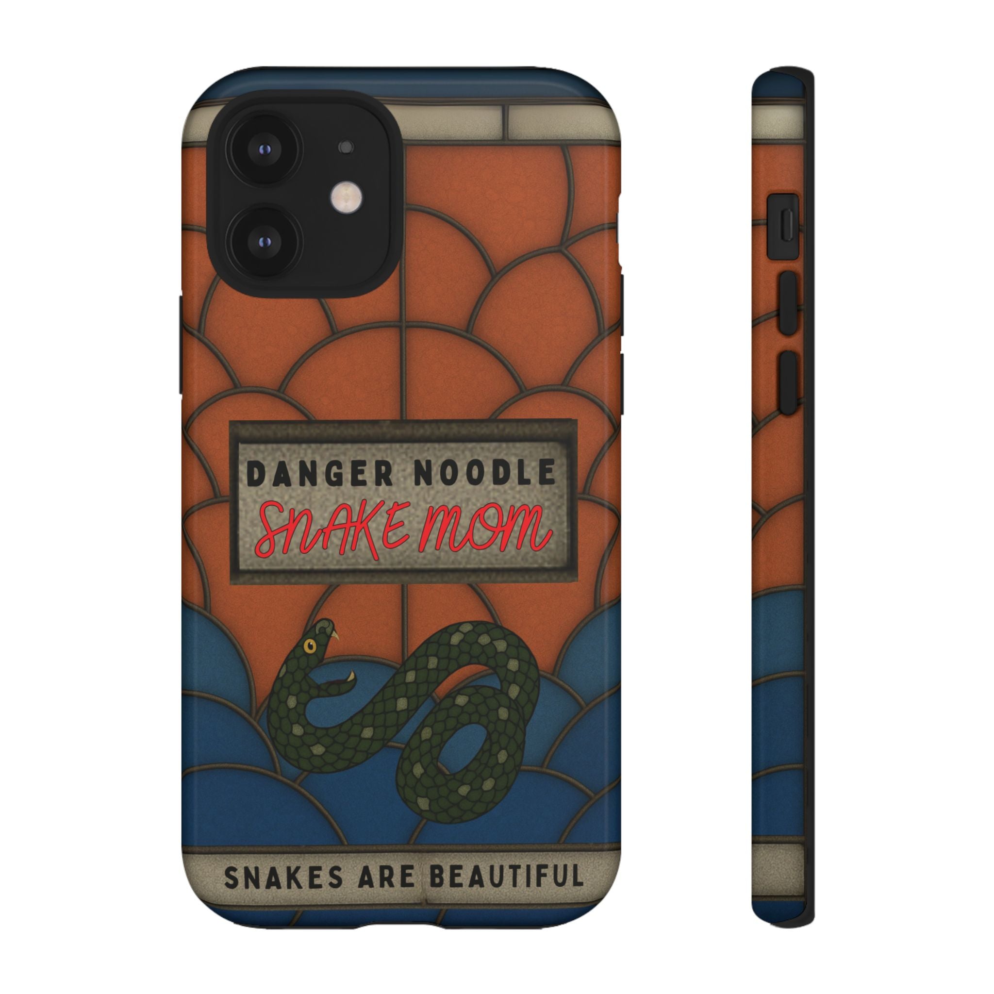 Danger Noodle Snake Mom Phone Case | Snakes Are Beautiful |Stained Glass Snake Art | Funny Snake Lover Gift |  Reptile Mom Phone Cover