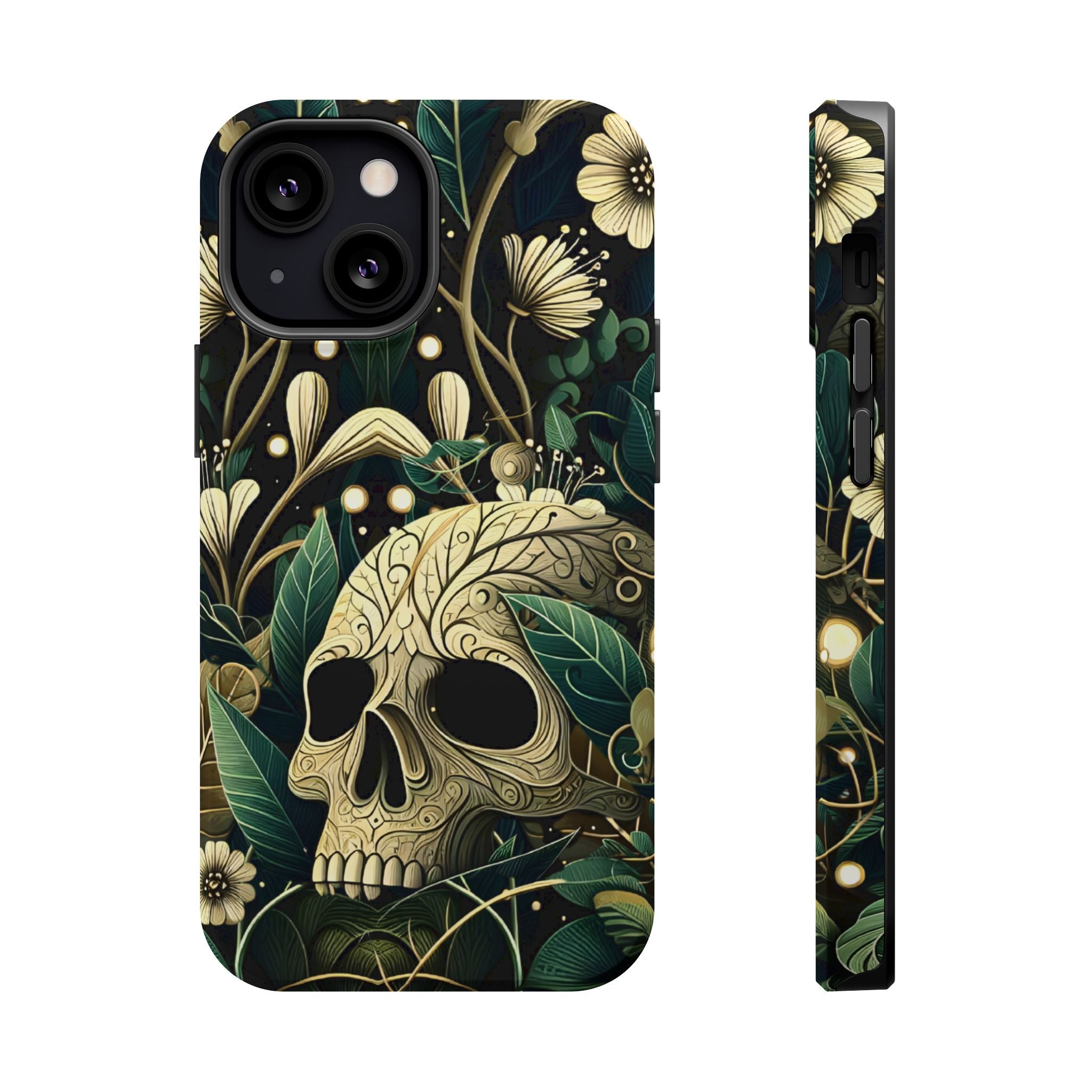 Floral Skull Phone Case – Botanical Gothic MagSafe-Compatible Cover