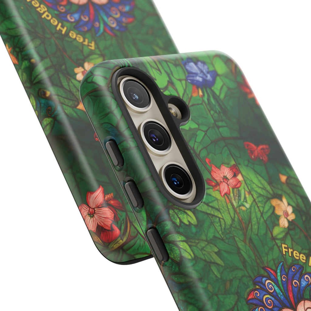 Stained Glass Hedgehog Phone Case – "Free Hedgehugs" Floral Design