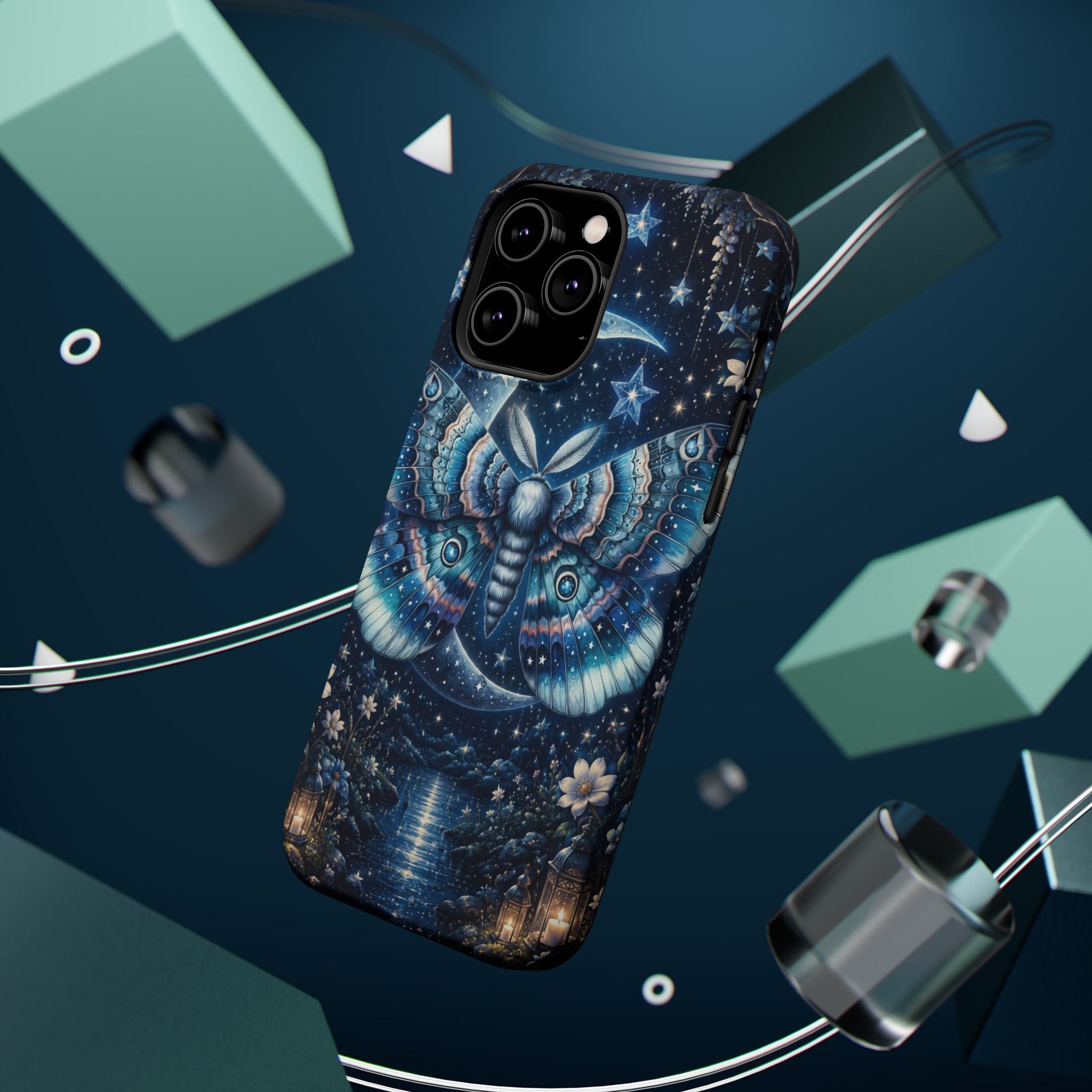 Mystic Moth Moon Phone Case – Night Sky MagSafe-Compatible Cover