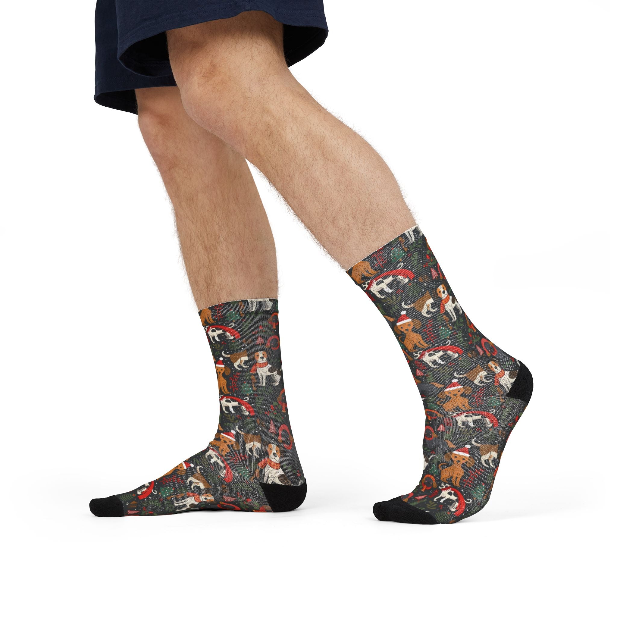 Dog Pattern Crew Socks — Holiday Puppy Socks