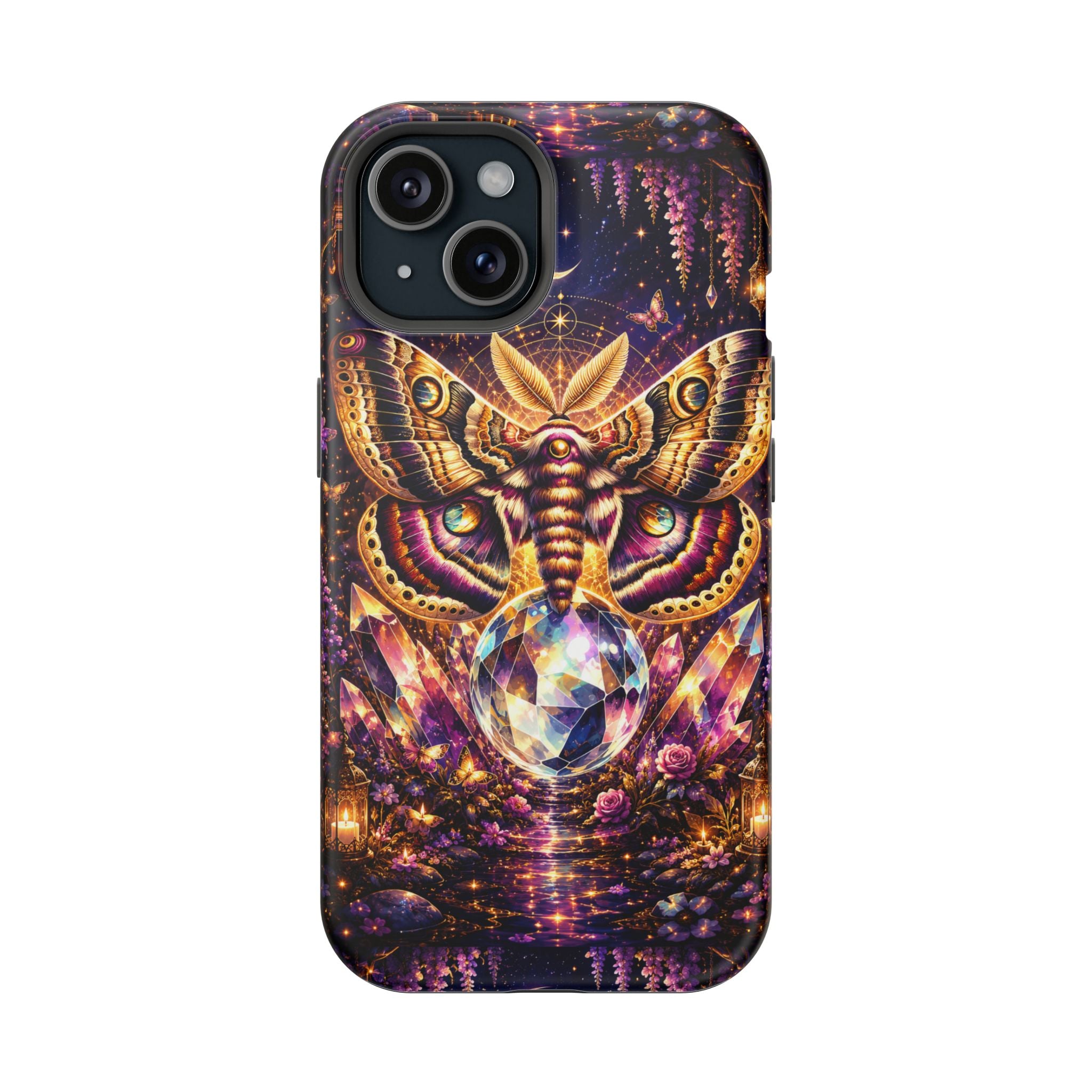 Mystic Moth Crystal Phone Case – Jewel-Toned MagSafe-Compatible Cover