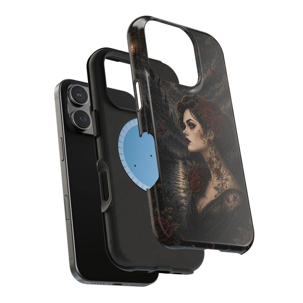 Gothic Rose Portrait Phone Case – Dark Romance MagSafe-Compatible Cover