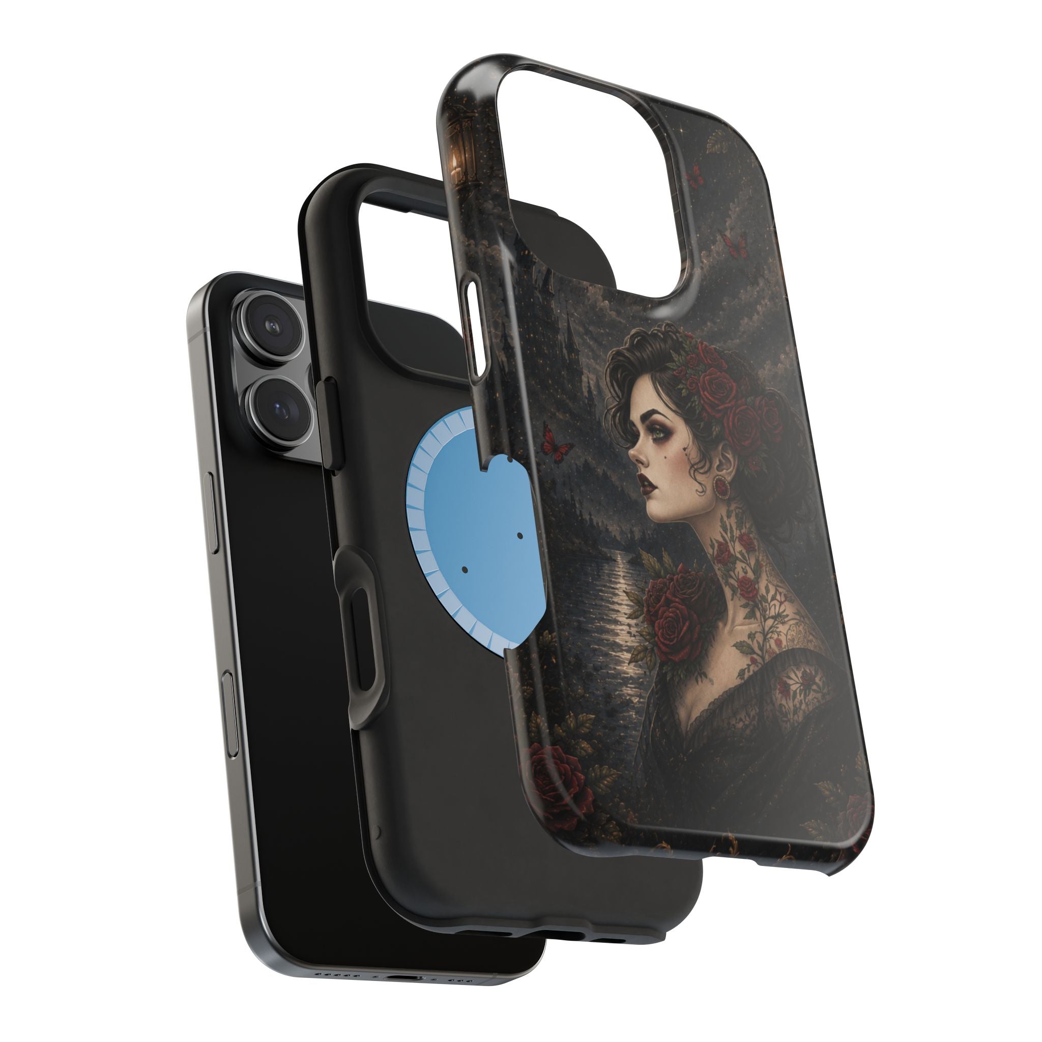 Gothic Rose Portrait Phone Case – Dark Romance MagSafe-Compatible Cover