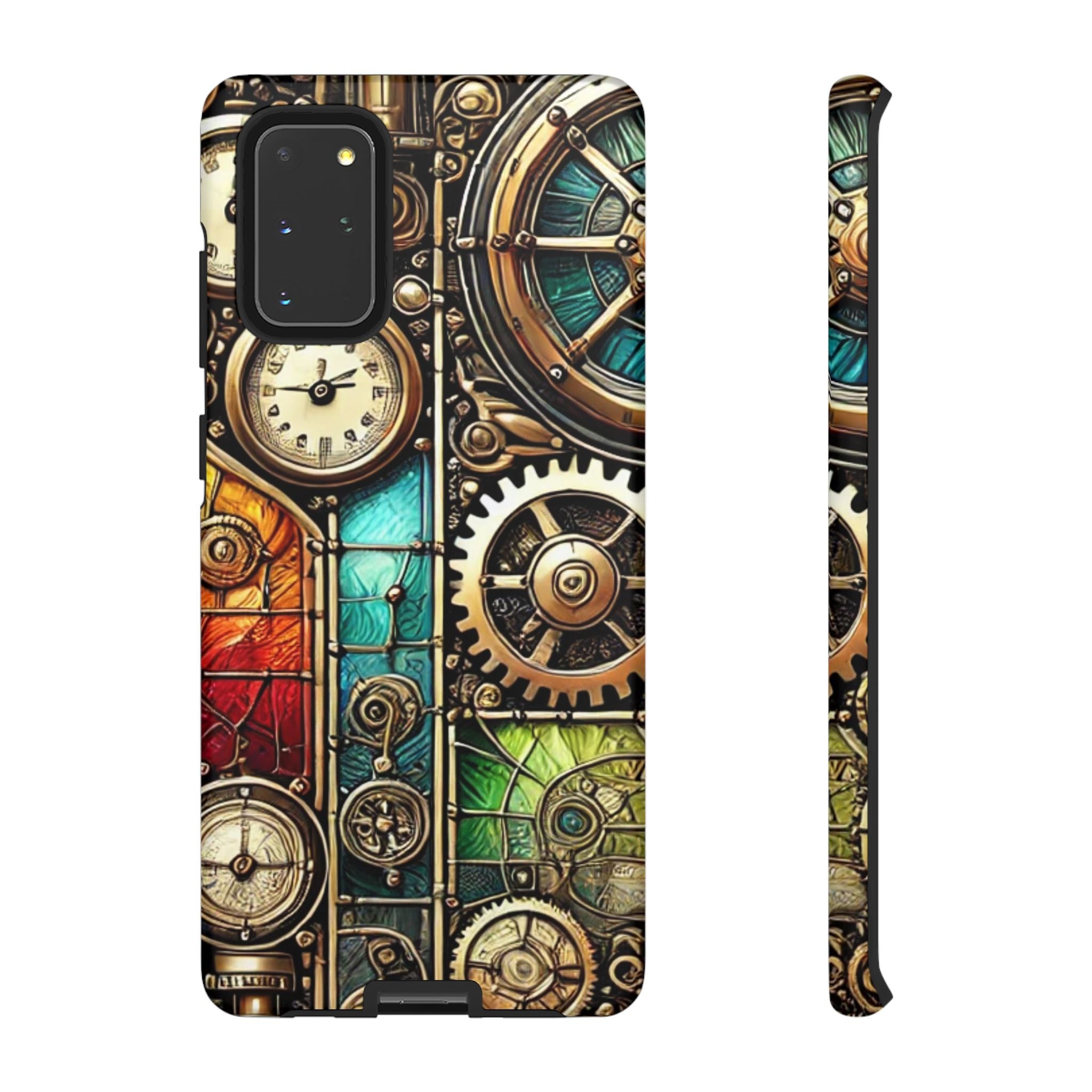 Steampunk Meets Stained Glass Android Case, Artistic Gear Design