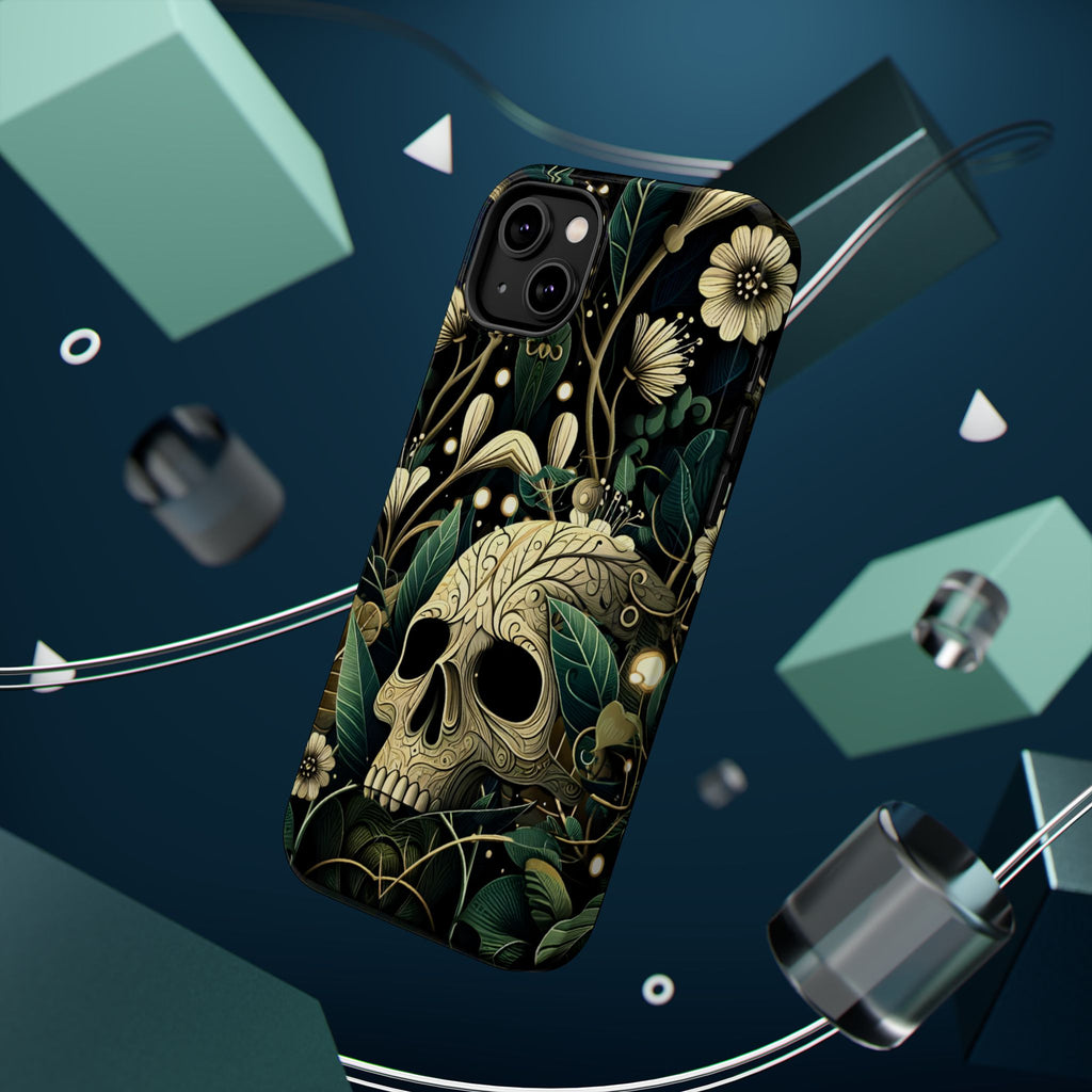Floral Skull Phone Case – Botanical Gothic MagSafe-Compatible Cover