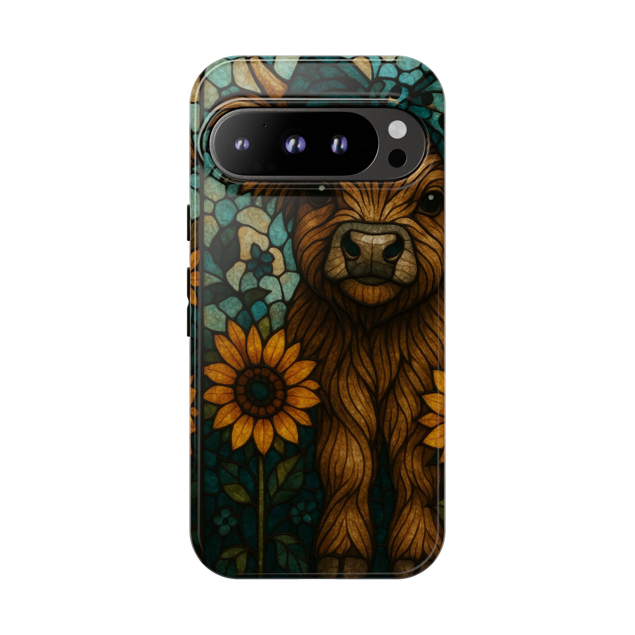 Stained Glass Baby Cow Phone Case – Sunflower Farmhouse Animal Design
