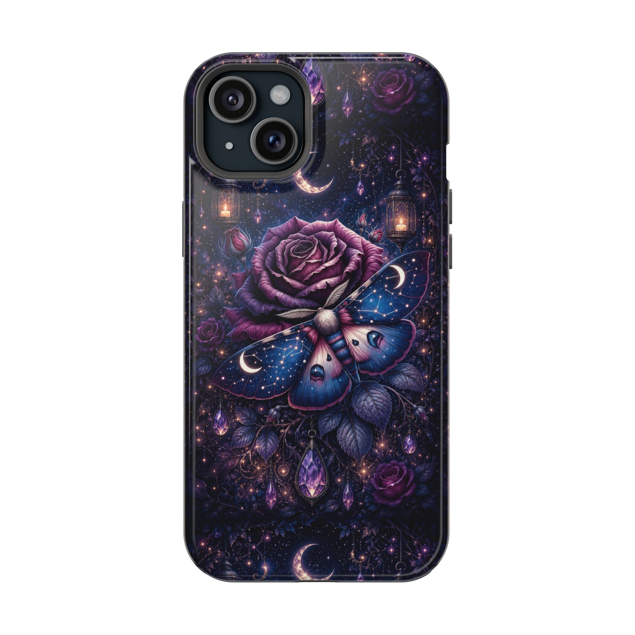 Mystical Rose & Moth Phone Case – Floral MagSafe-Compatible Cover
