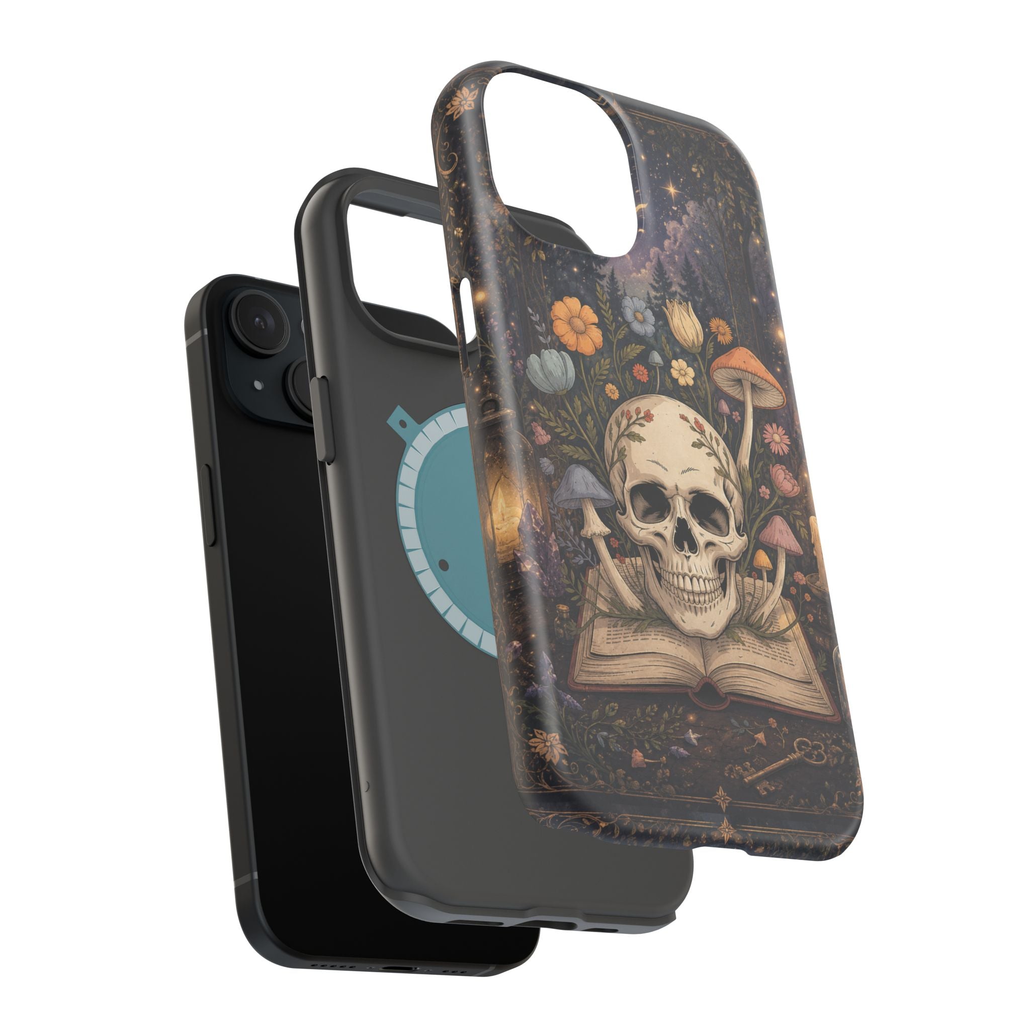 Skull & Mushroom Phone Case – Gothic MagSafe-Compatible Impact-Resistant Case