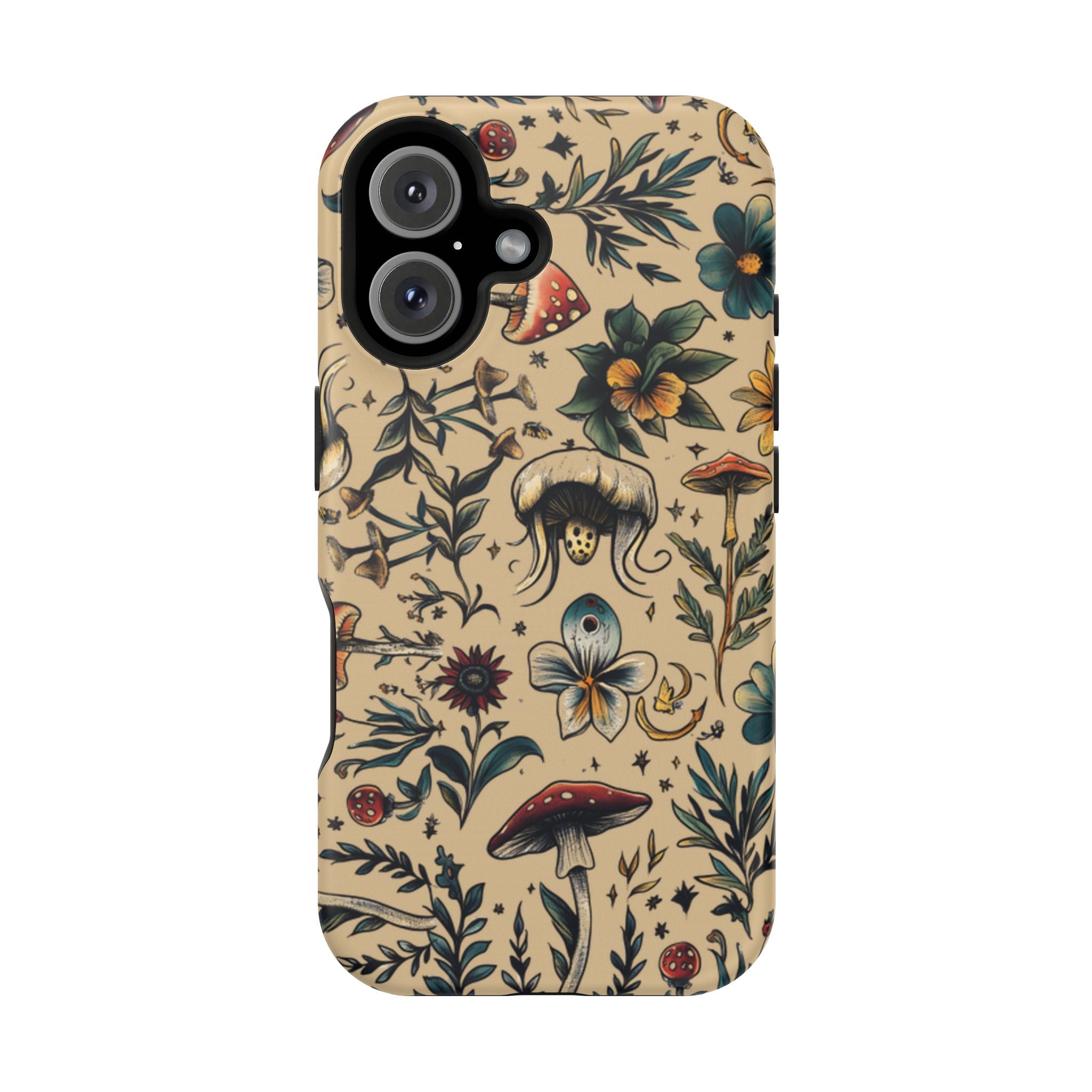 Vintage Botanical Mushroom Phone Case – MagSafe-Compatible Cover