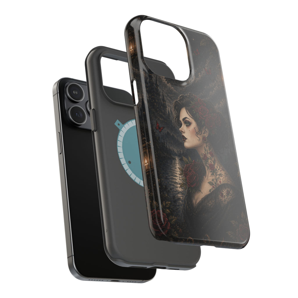 Gothic Rose Portrait Phone Case – Dark Romance MagSafe-Compatible Cover