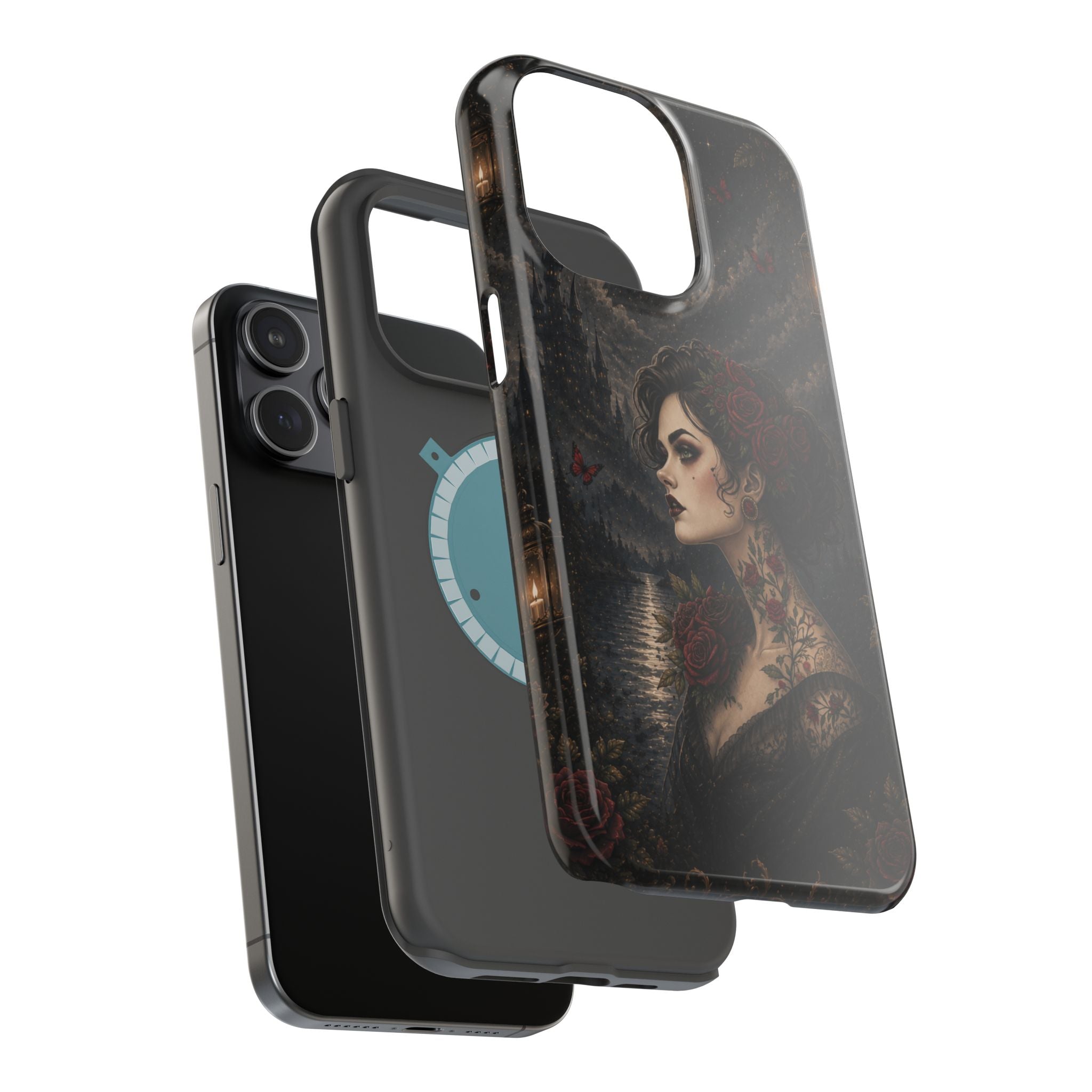 Gothic Rose Portrait Phone Case – Dark Romance MagSafe-Compatible Cover