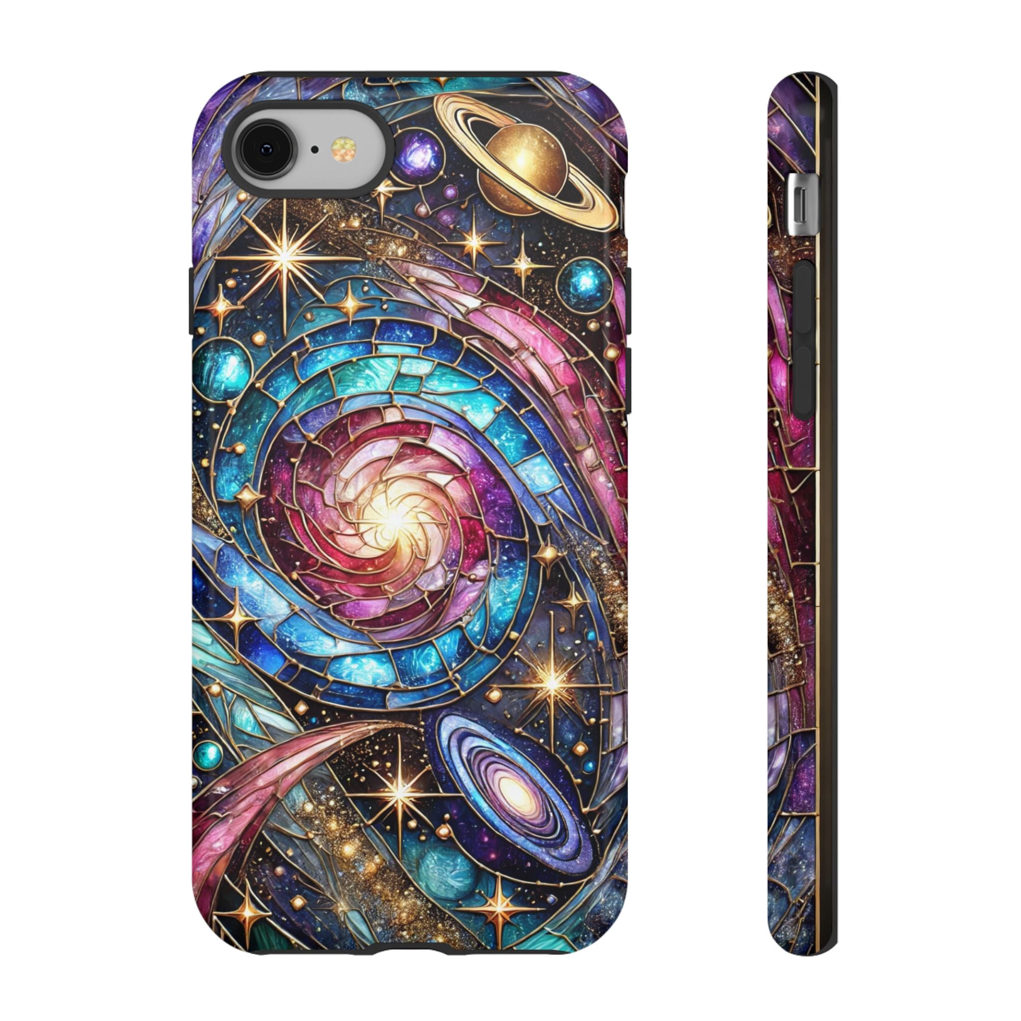 Galaxy Swirl Stained Glass Phone Case – Cosmic Celestial Cover