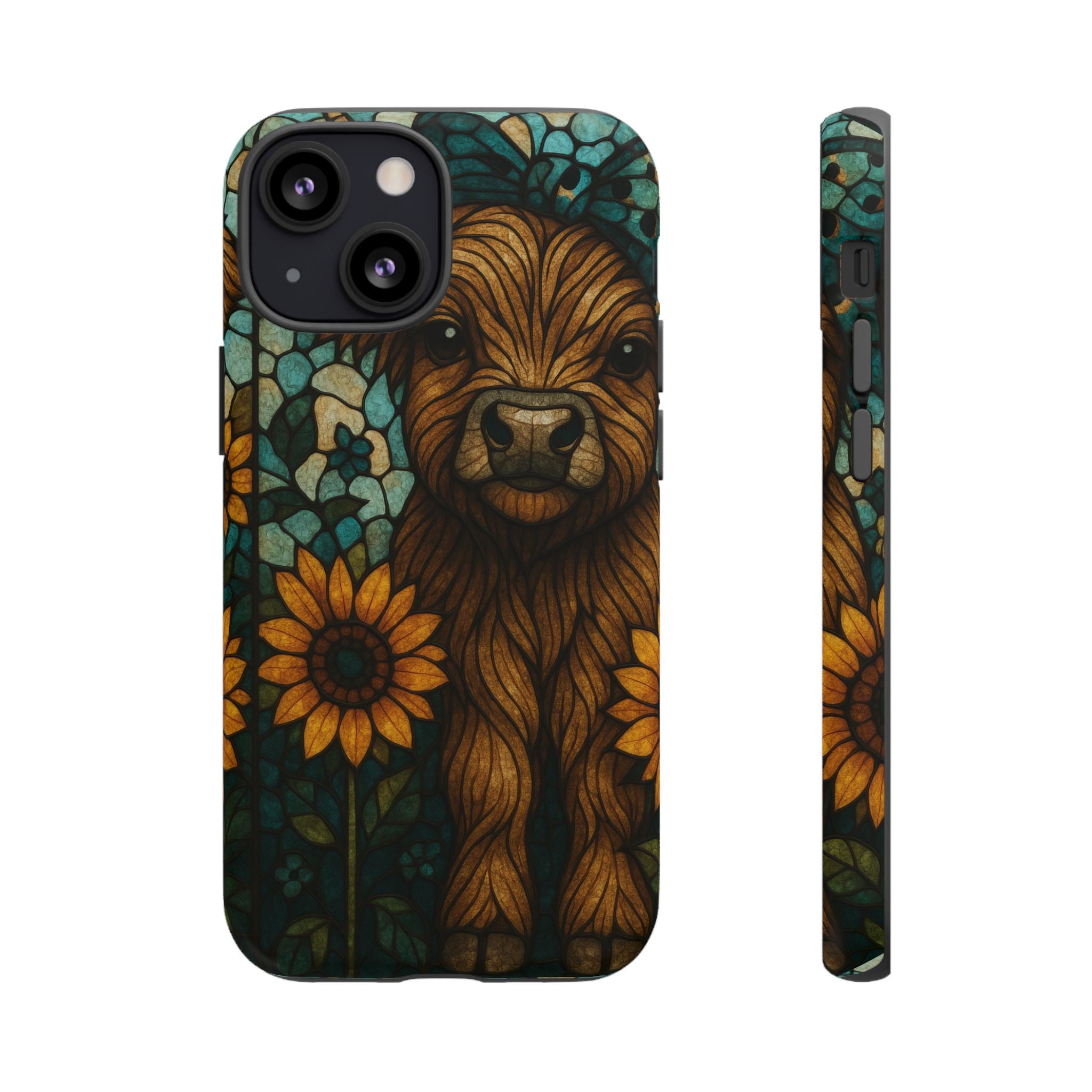 Stained Glass Baby Cow Phone Case – Sunflower Farmhouse Animal Design