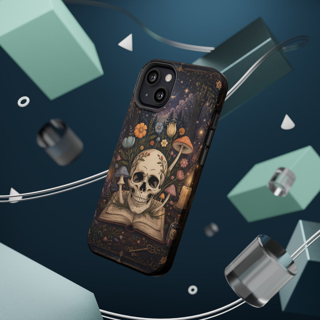 Skull & Mushroom Phone Case – Gothic MagSafe-Compatible Impact-Resistant Case