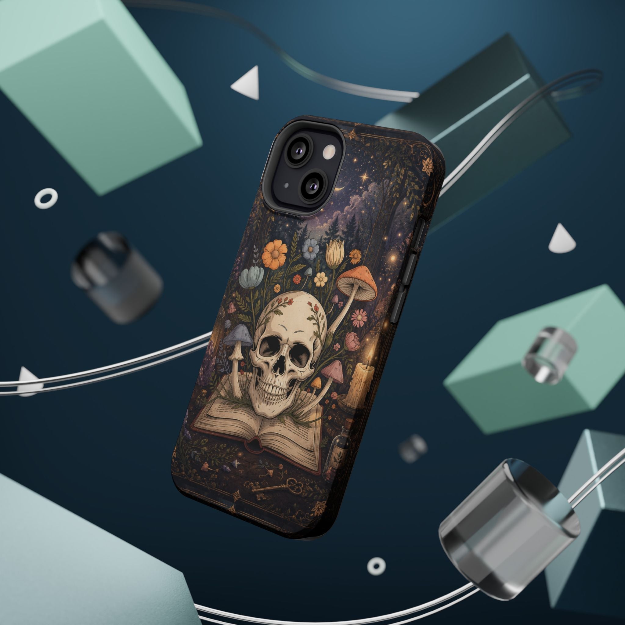 Skull & Mushroom Phone Case – Gothic MagSafe-Compatible Impact-Resistant Case