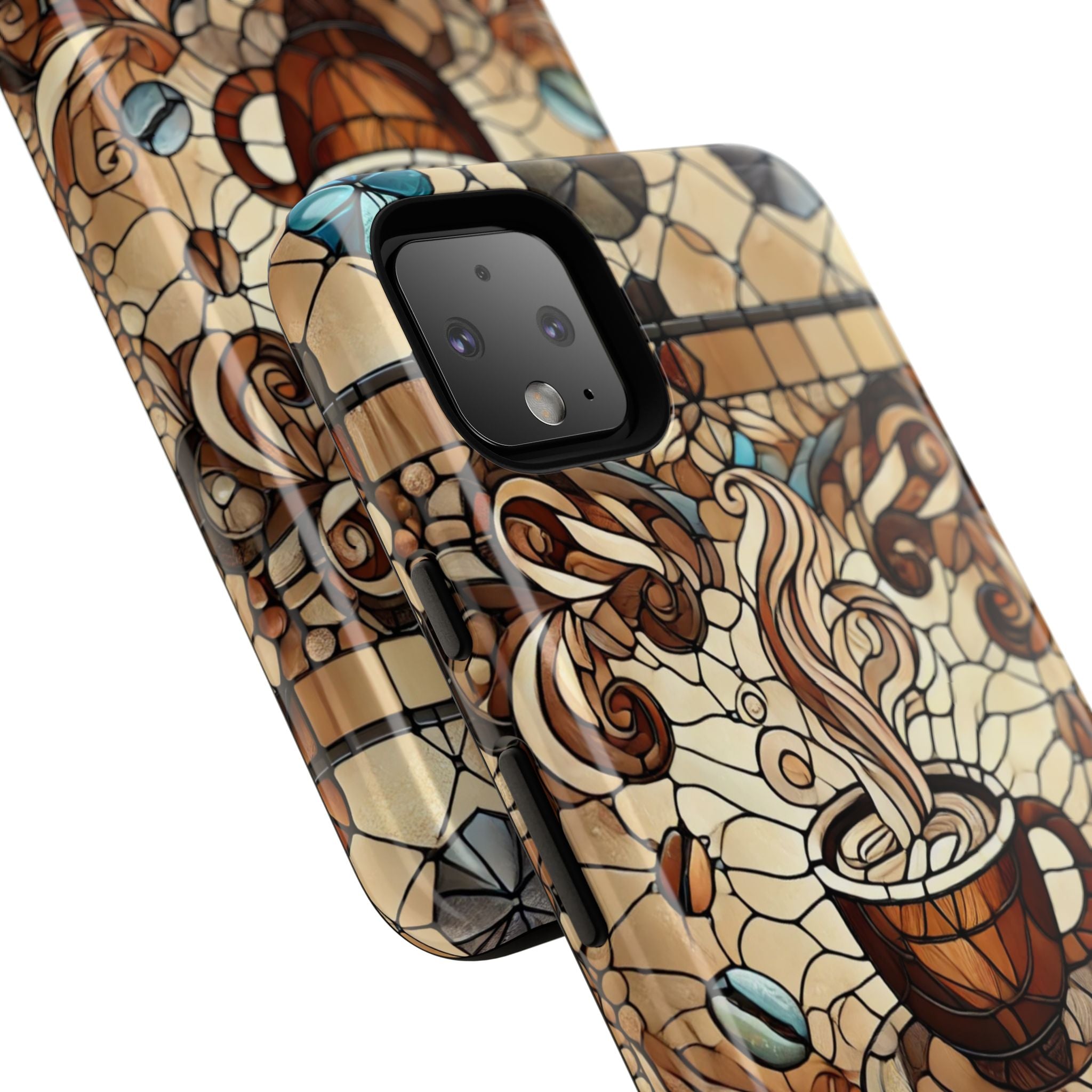 Stained Glass Coffee Android Phone Case – Shockproof TPU, 3D Wrap
