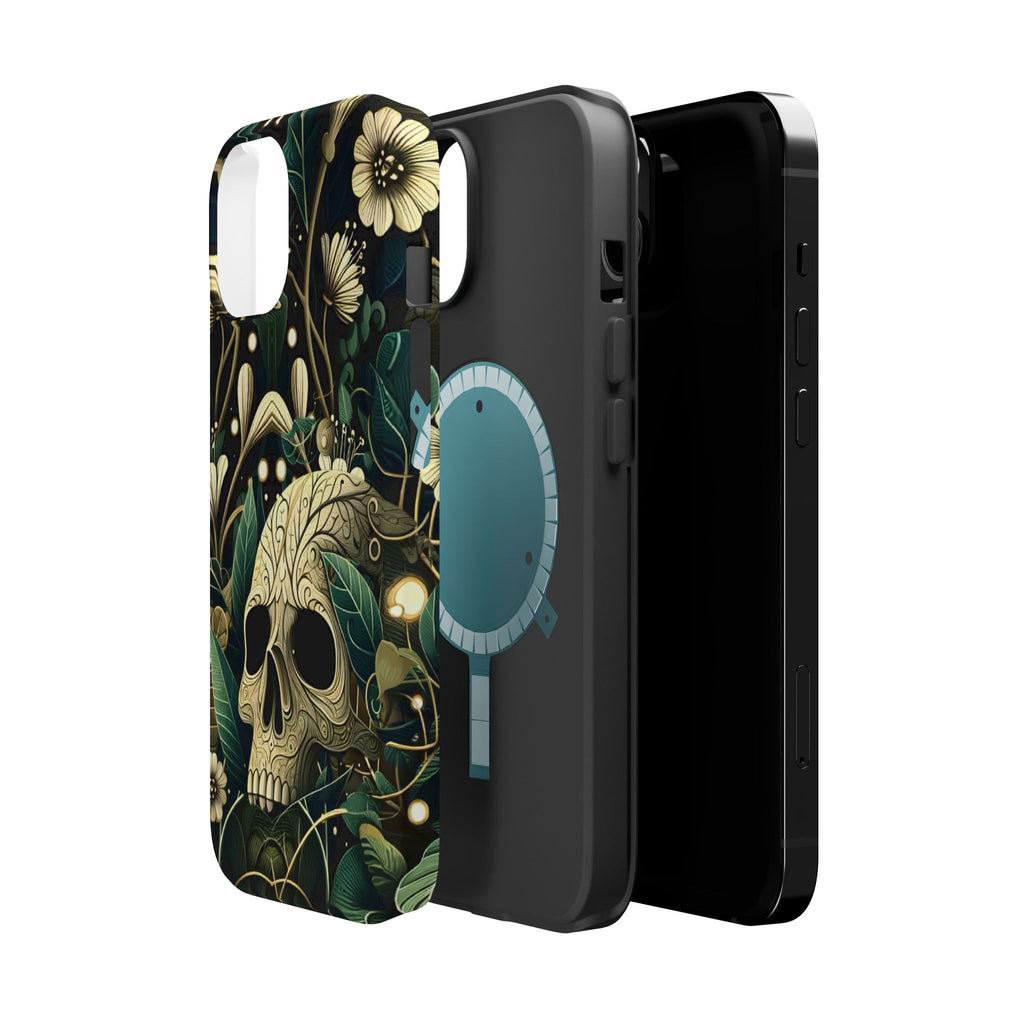 Floral Skull Phone Case – Botanical Gothic MagSafe-Compatible Cover