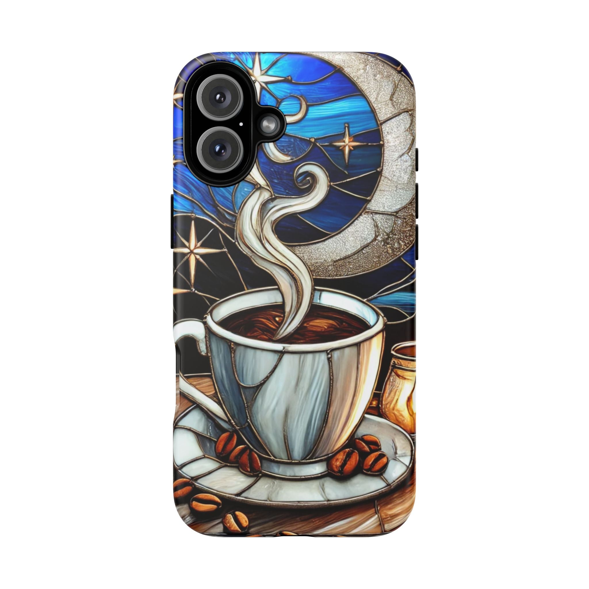 Stained Glass Coffee Phone Case – Cozy Artistic Design for Coffee Lovers