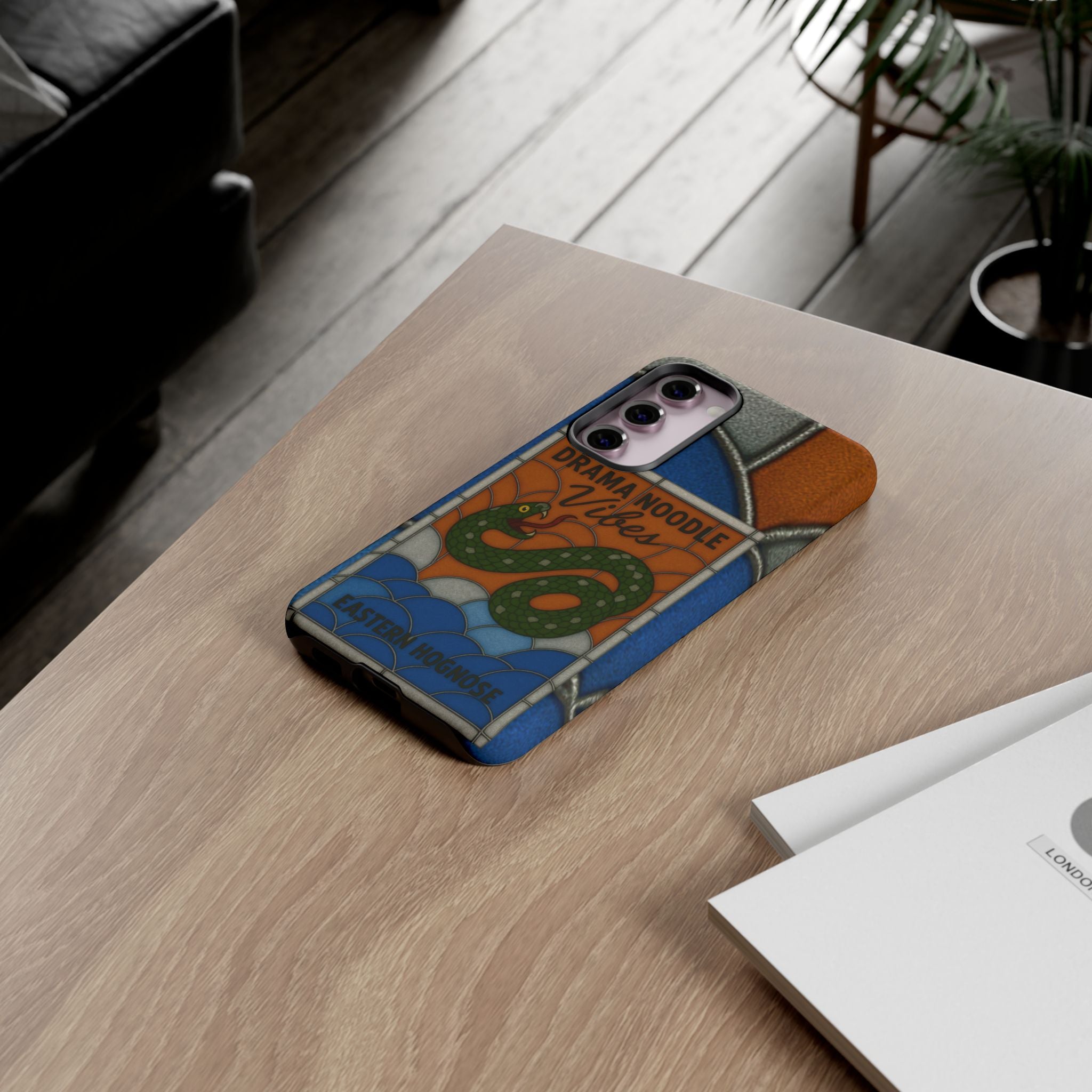 Stained Glass Snake Phone Case – Vibrant Drama Noodle Aesthetic Cover