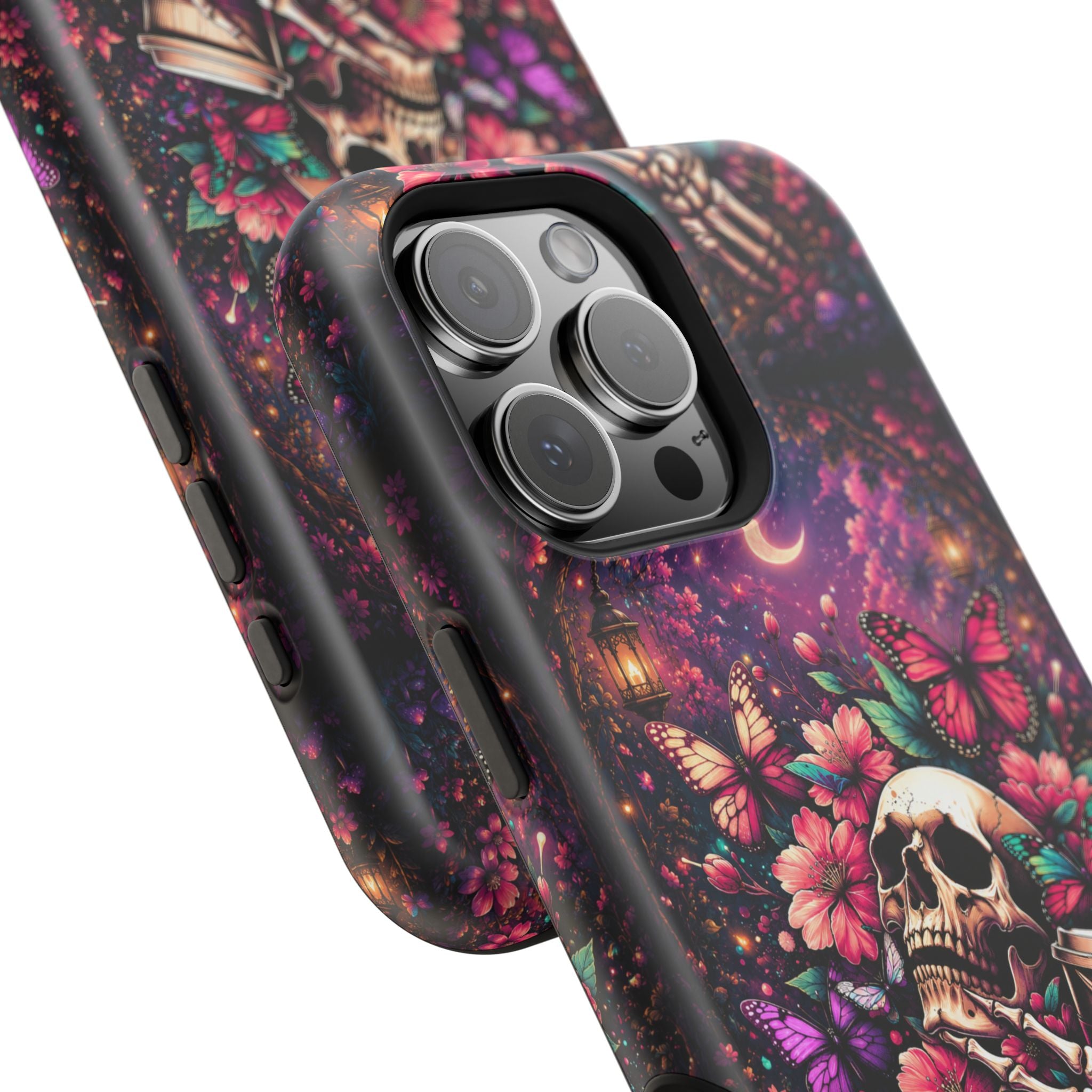 Skull & Butterflies Phone Case – Gothic Floral MagSafe-Compatible Case