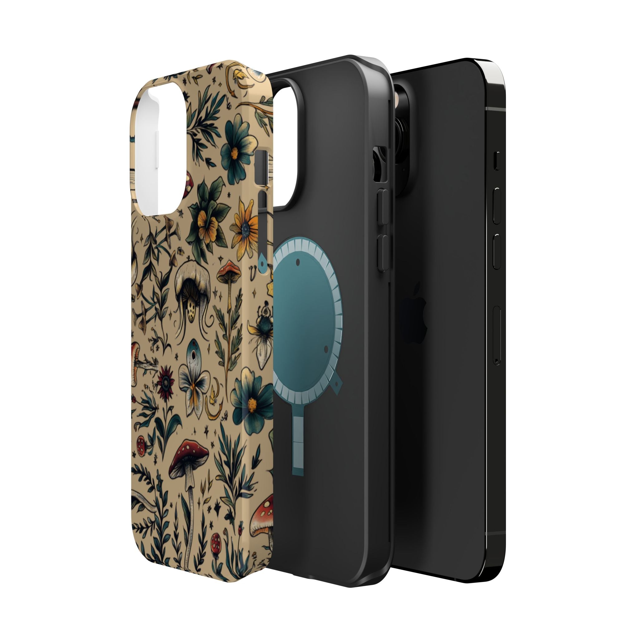 Vintage Botanical Mushroom Phone Case – MagSafe-Compatible Cover