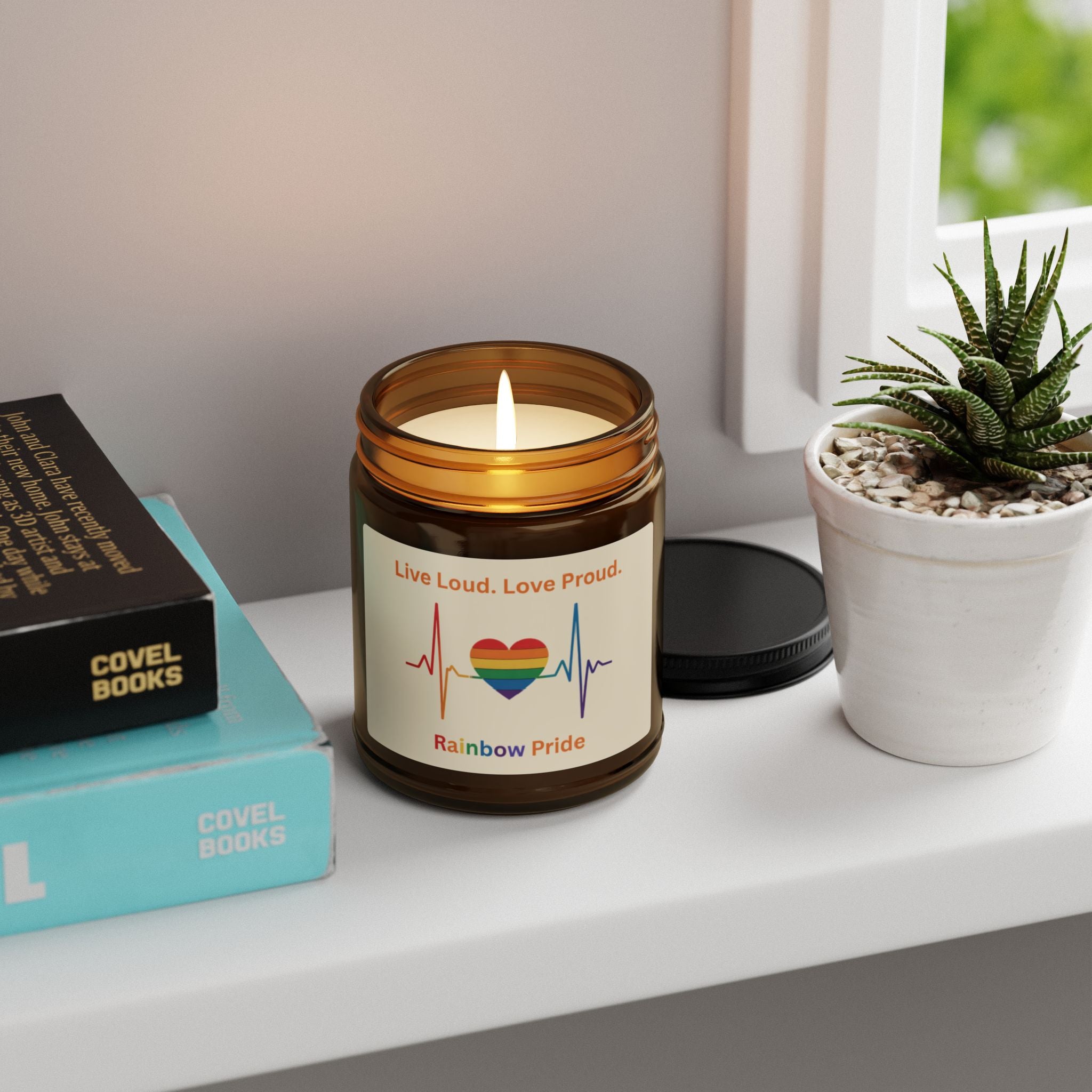 Pride Rainbow Heartbeat Scented Soy Candle, Pride Celebrations Gift for LGBTQ+ Friends, Inclusive Statement Candle Grad Gift from Mom Dad