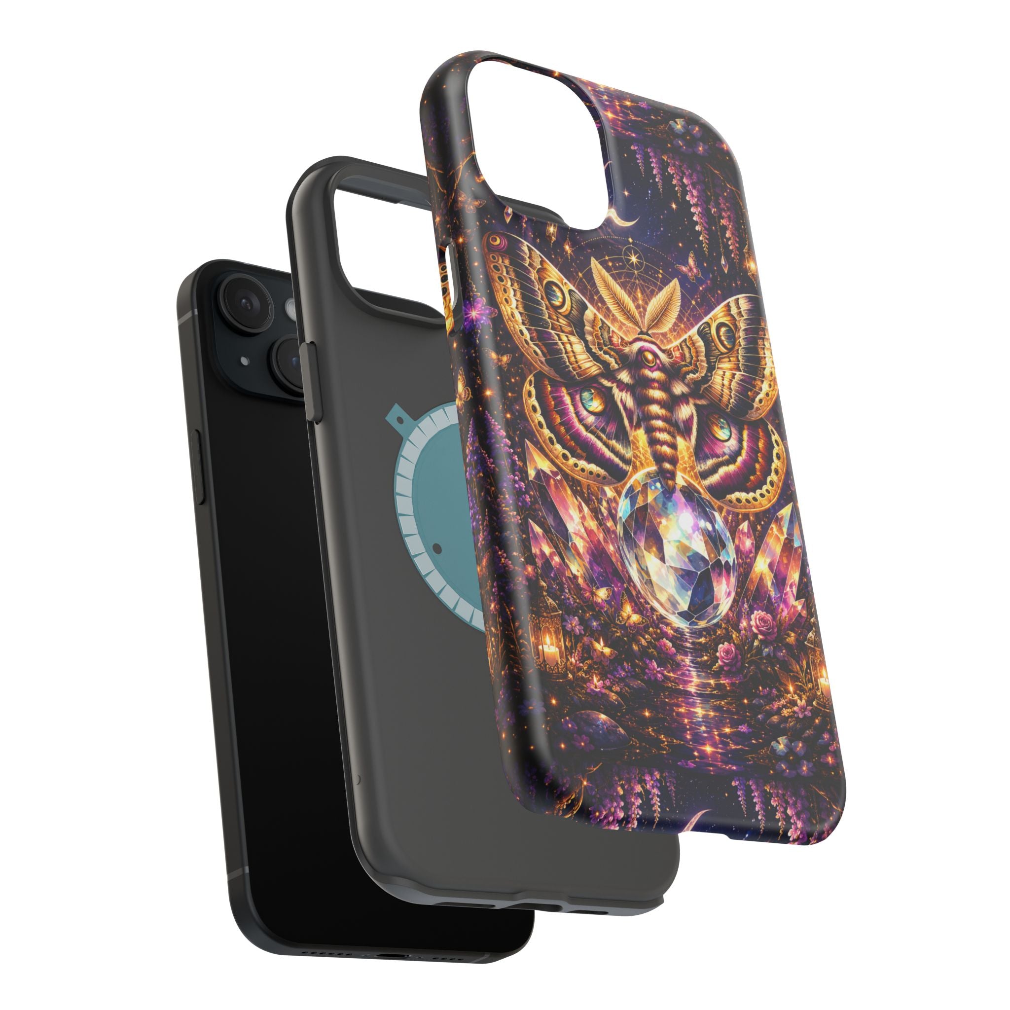Mystic Moth Crystal Phone Case – Jewel-Toned MagSafe-Compatible Cover