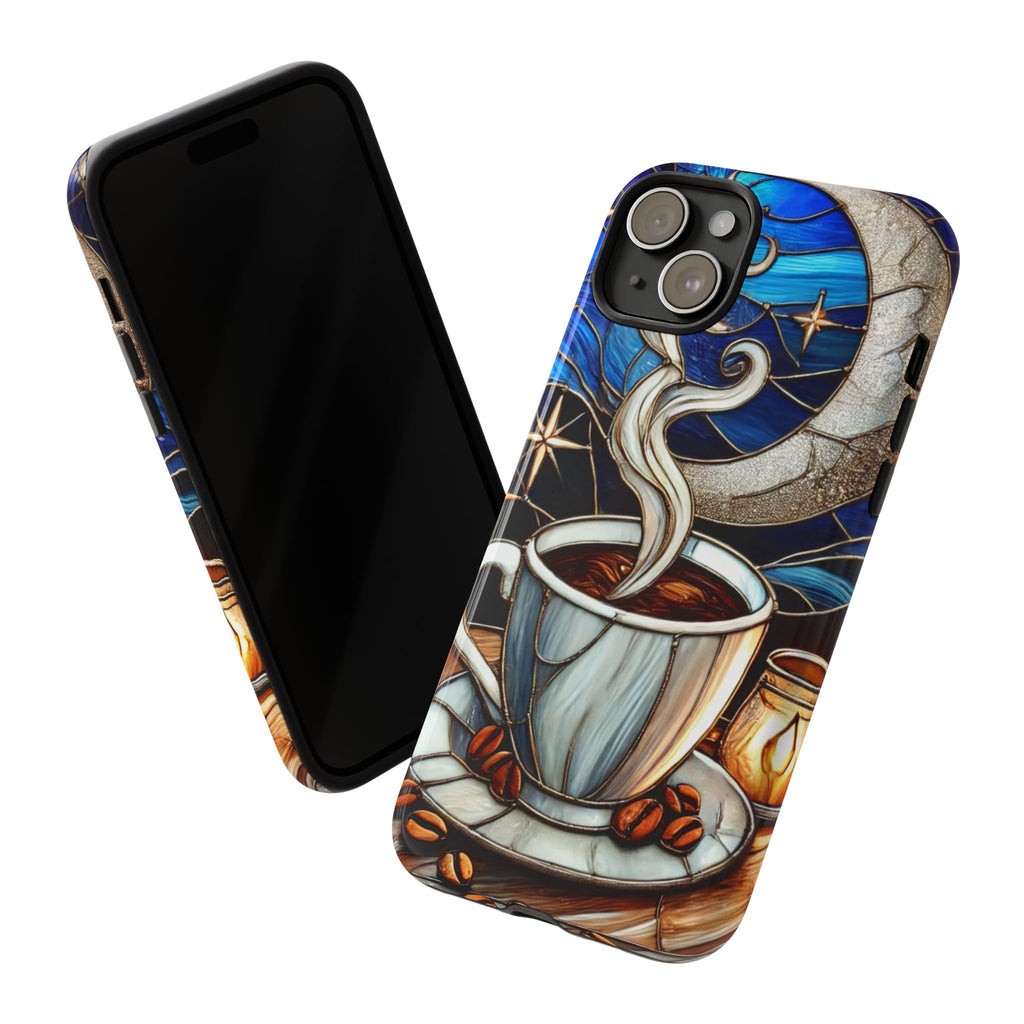 Stained Glass Coffee Phone Case – Cozy Artistic Design for Coffee Lovers