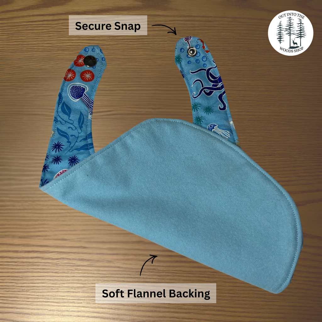 Blue Glow in the Dark Ocean Baby Gift Set – Handmade Bib, Burp Cloth & Pacifier Holder for Newborns (0–3 Months)