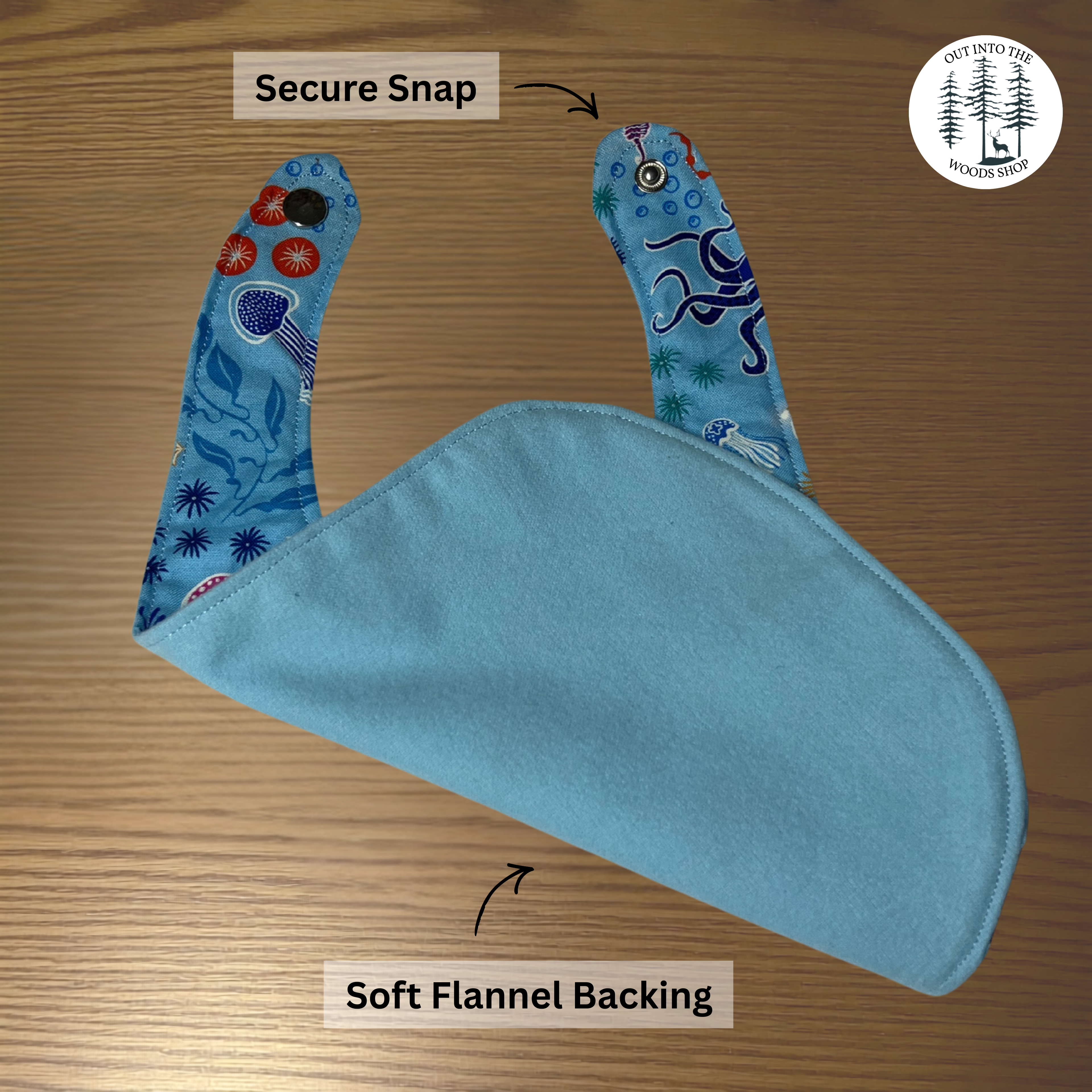 Blue Glow in the Dark Ocean Baby Gift Set – Handmade Bib, Burp Cloth & Pacifier Holder for Newborns (0–3 Months)