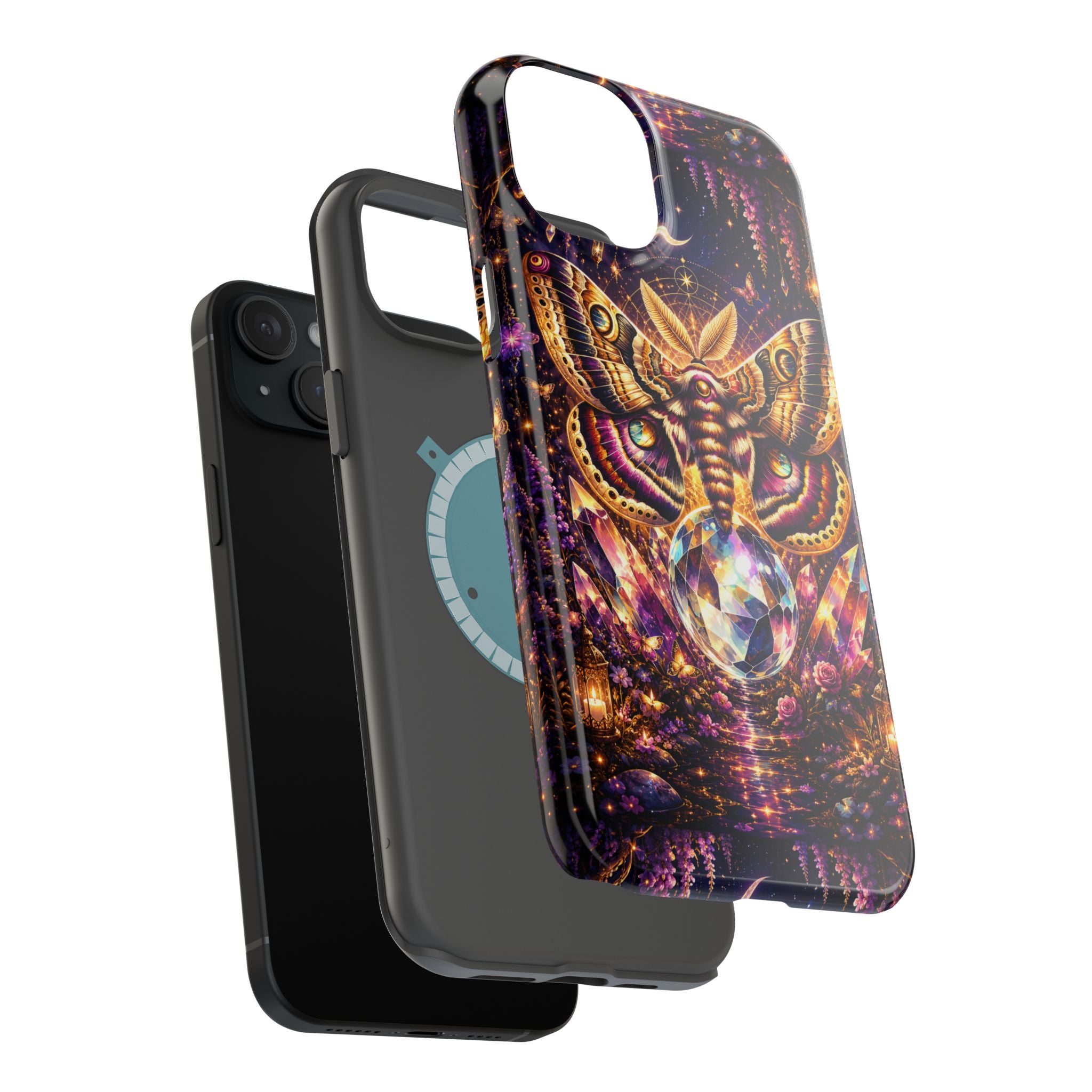 Mystic Moth Crystal Phone Case – Jewel-Toned MagSafe-Compatible Cover