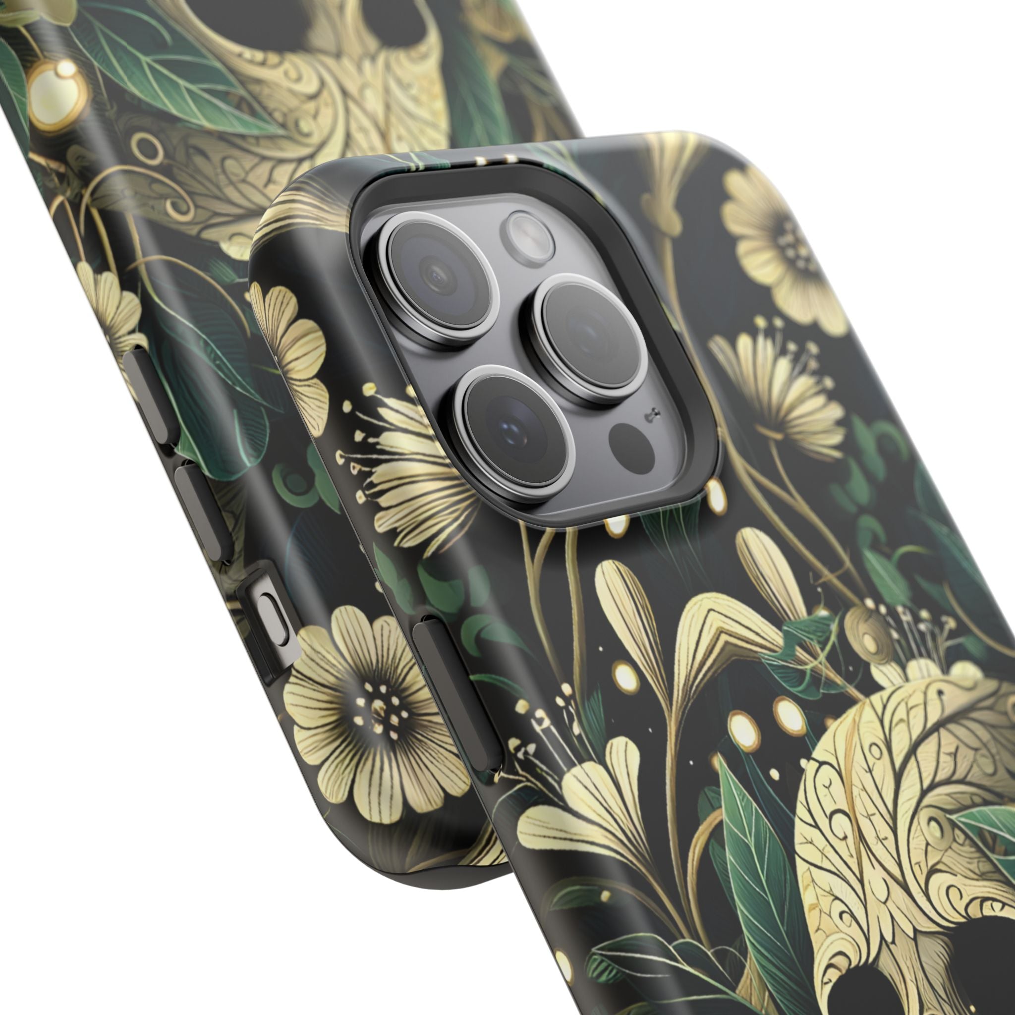 Floral Skull Phone Case – Botanical Gothic MagSafe-Compatible Cover