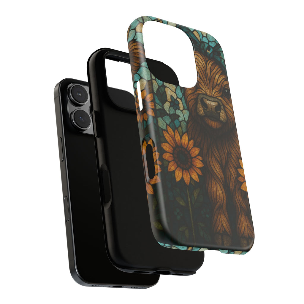 Stained Glass Baby Cow Phone Case – Sunflower Farmhouse Animal Design