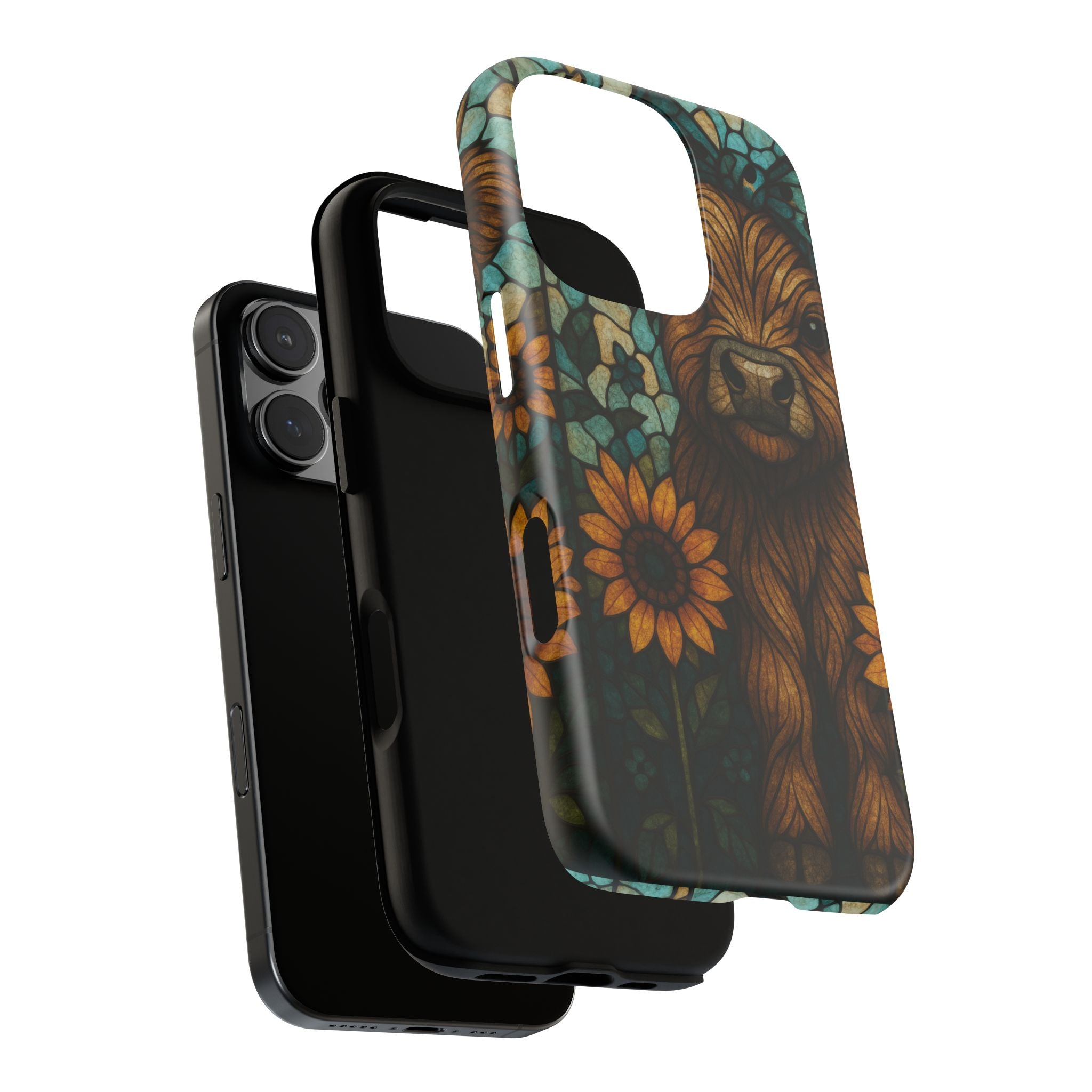 Stained Glass Baby Cow Phone Case – Sunflower Farmhouse Animal Design