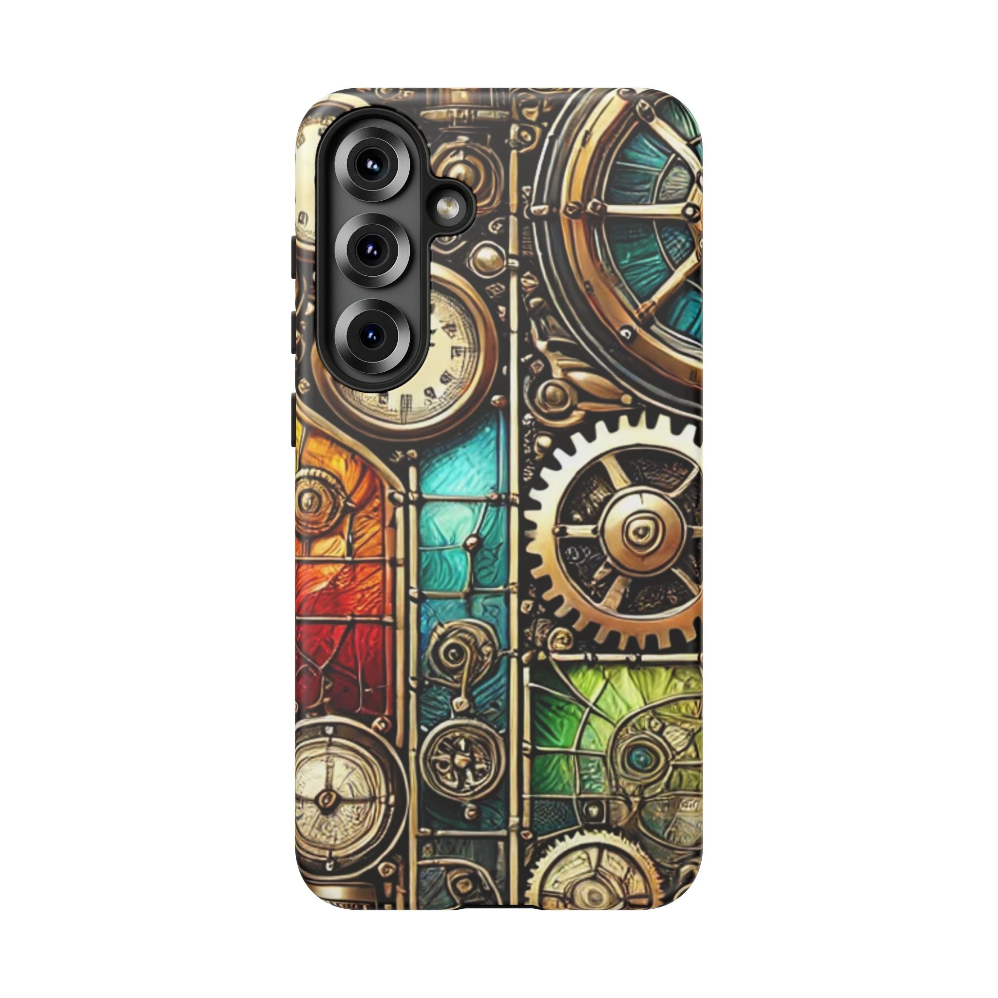 Steampunk Meets Stained Glass Android Case, Artistic Gear Design