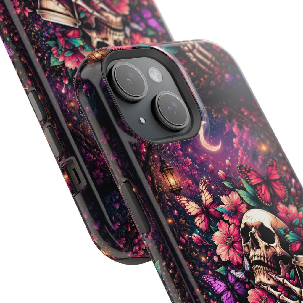 Skull & Butterflies Phone Case – Gothic Floral MagSafe-Compatible Case