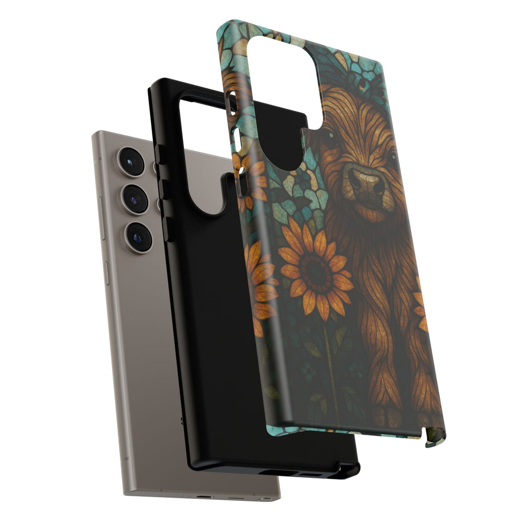 Stained Glass Baby Cow Phone Case – Sunflower Farmhouse Animal Design