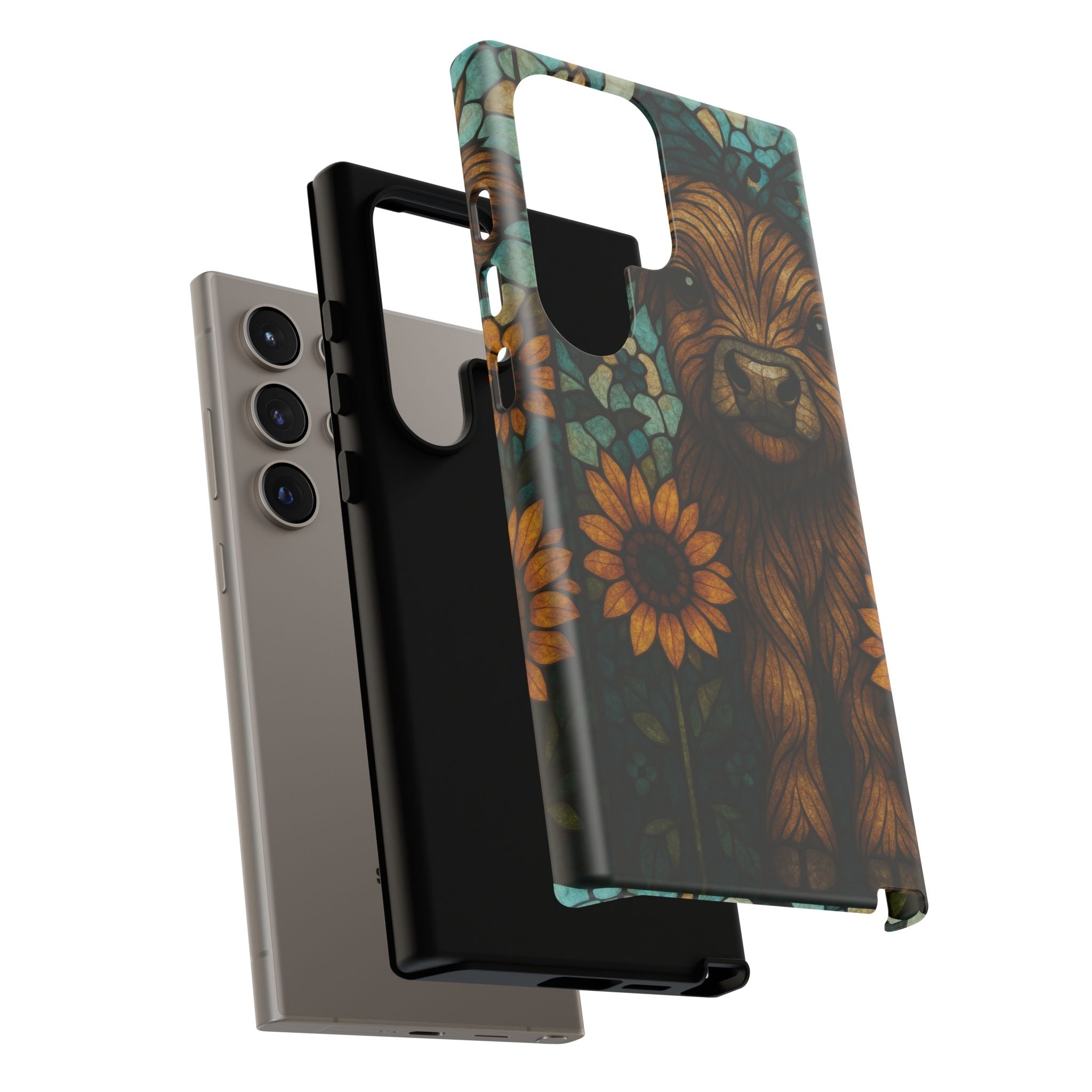 Stained Glass Baby Cow Phone Case – Sunflower Farmhouse Animal Design