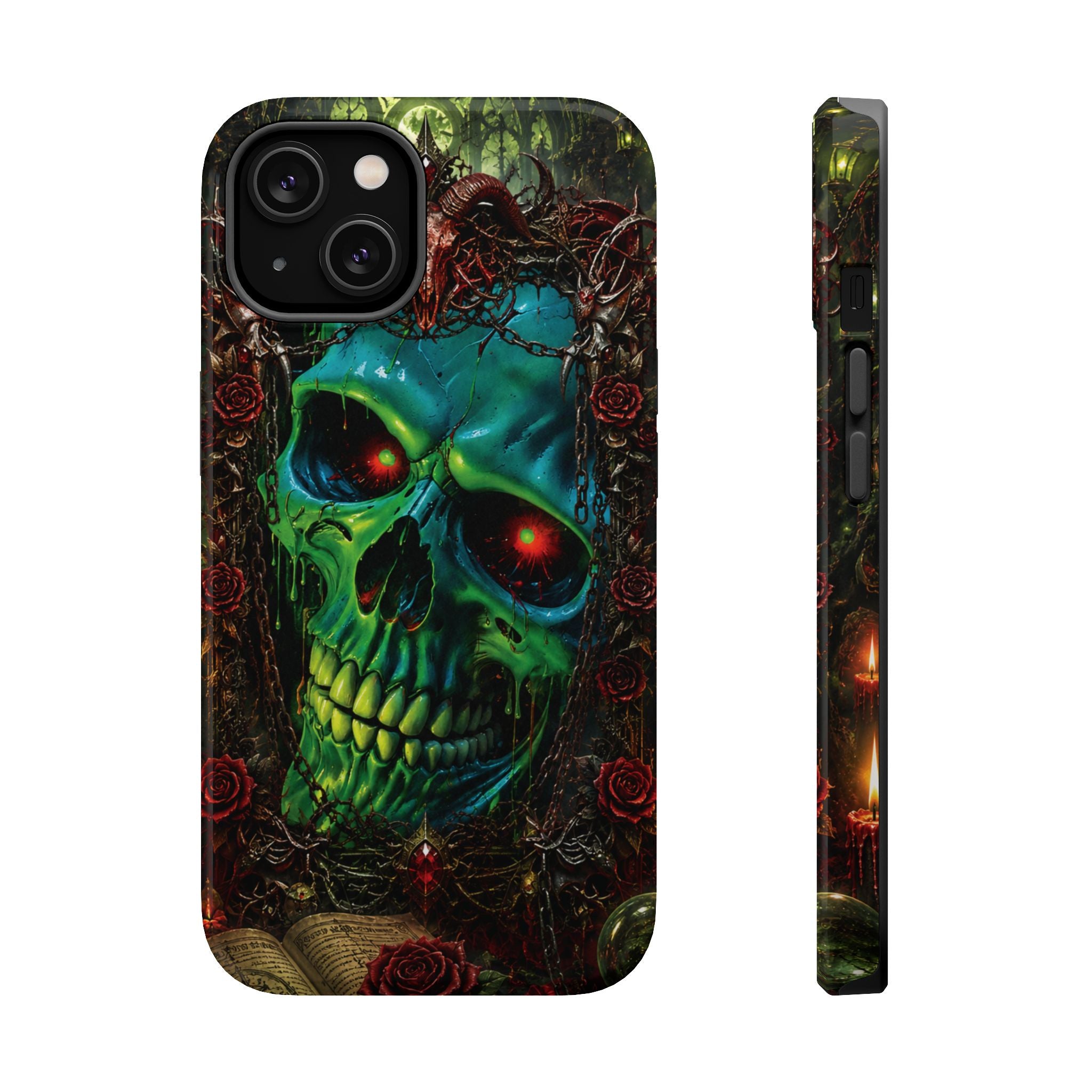 Skull Rose Phone Case – Gothic Impact-Resistant MagSafe-Compatible Cover