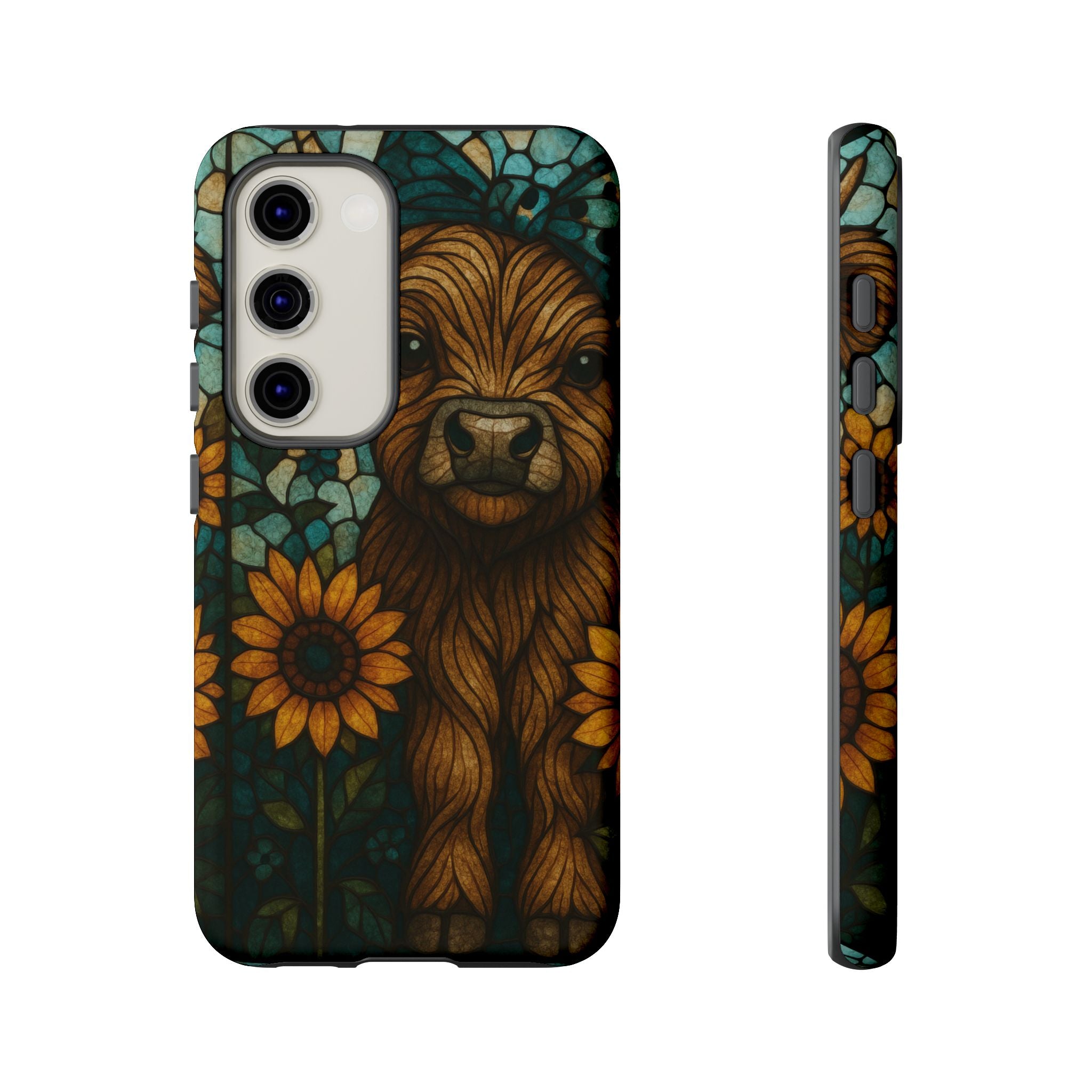 Stained Glass Baby Cow Phone Case – Sunflower Farmhouse Animal Design