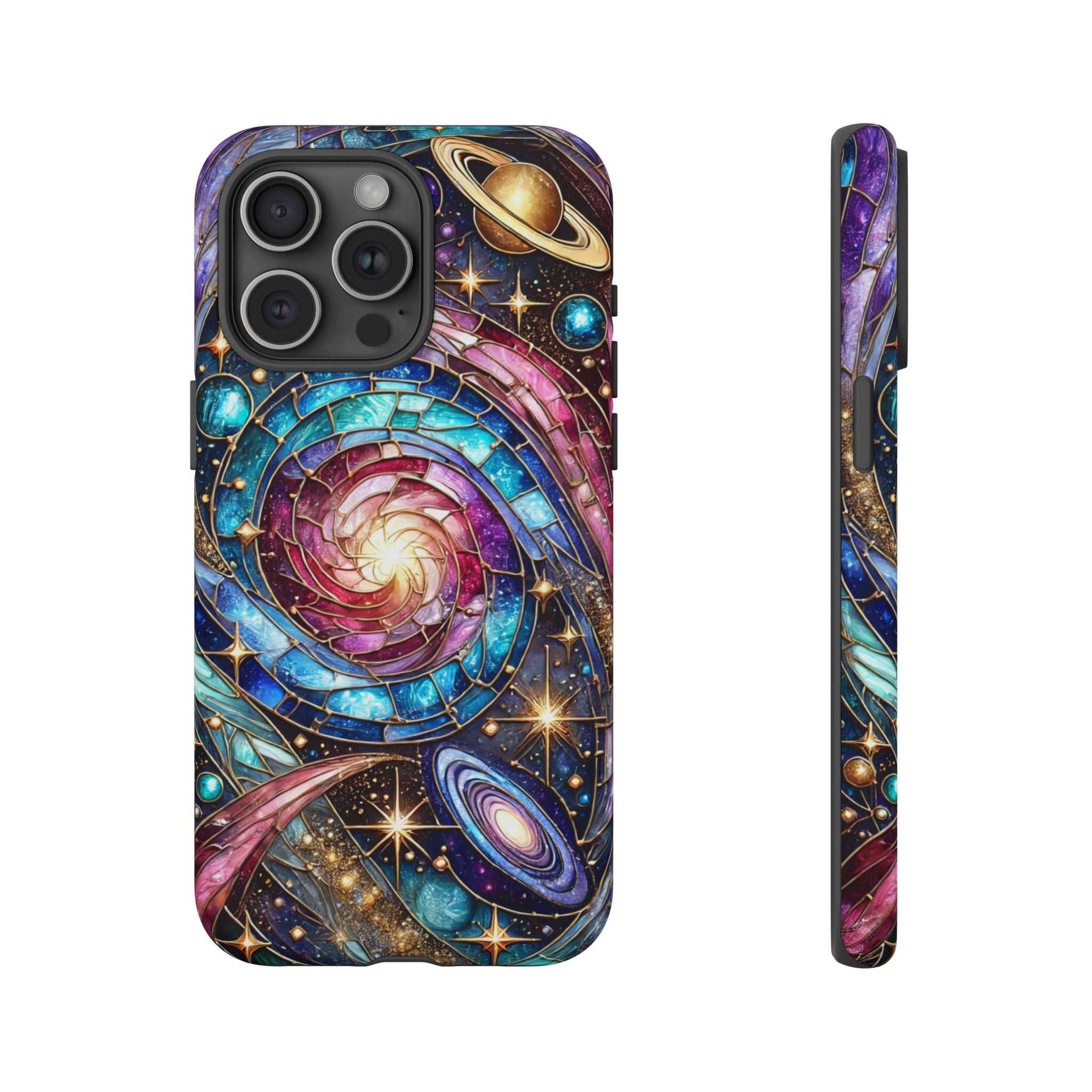 Galaxy Swirl Stained Glass Phone Case – Cosmic Celestial Cover
