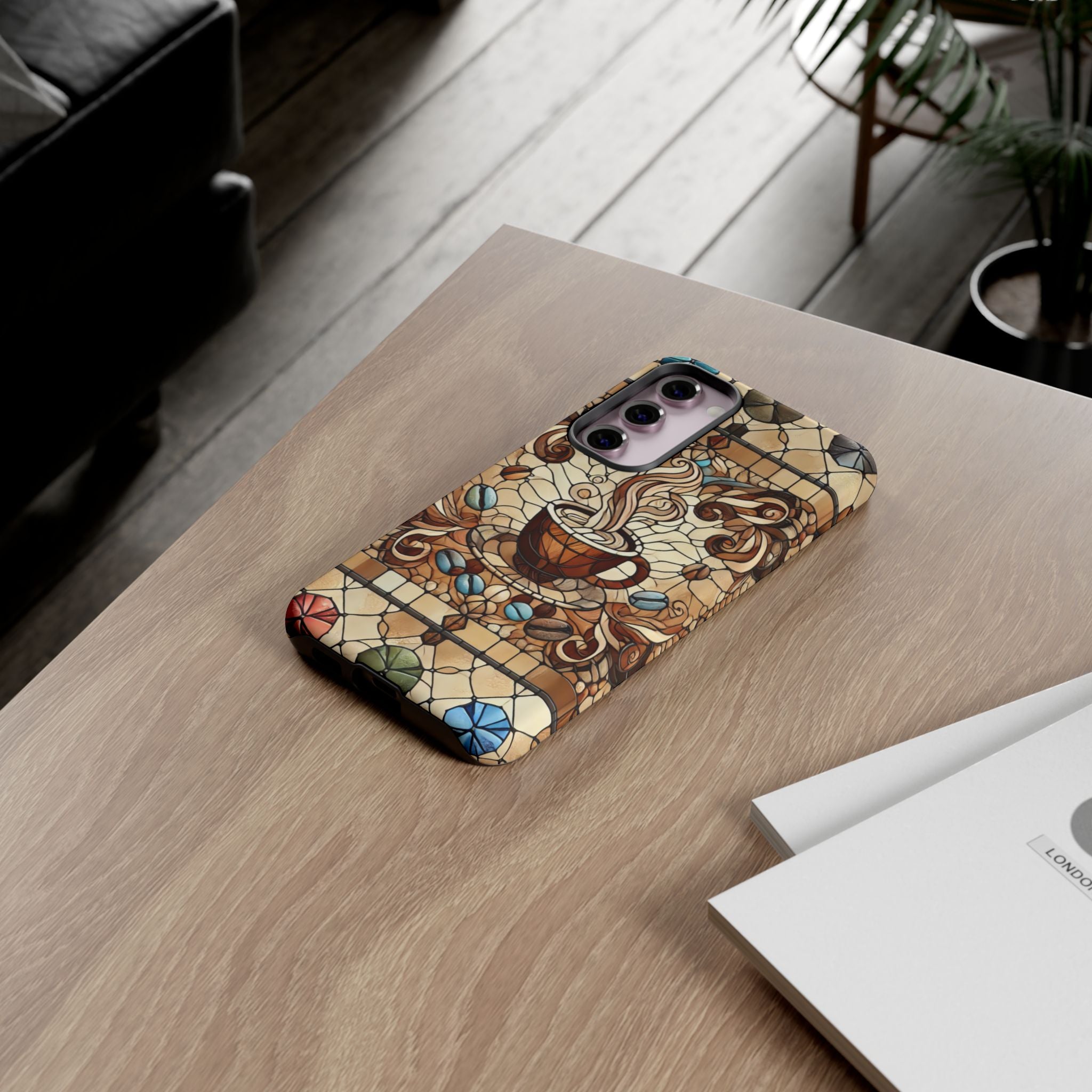 Stained Glass Coffee Android Phone Case – Shockproof TPU, 3D Wrap