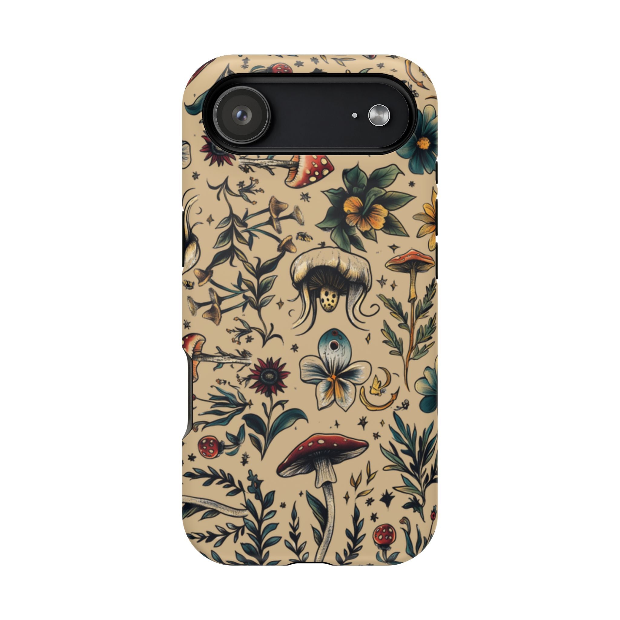 Vintage Botanical Mushroom Phone Case – MagSafe-Compatible Cover