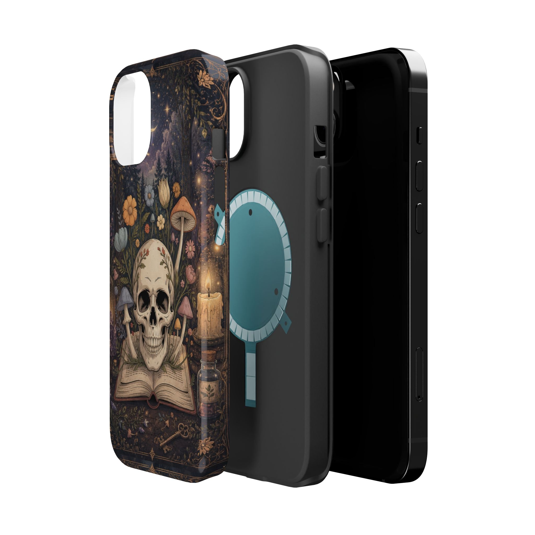 Skull & Mushroom Phone Case – Gothic MagSafe-Compatible Impact-Resistant Case