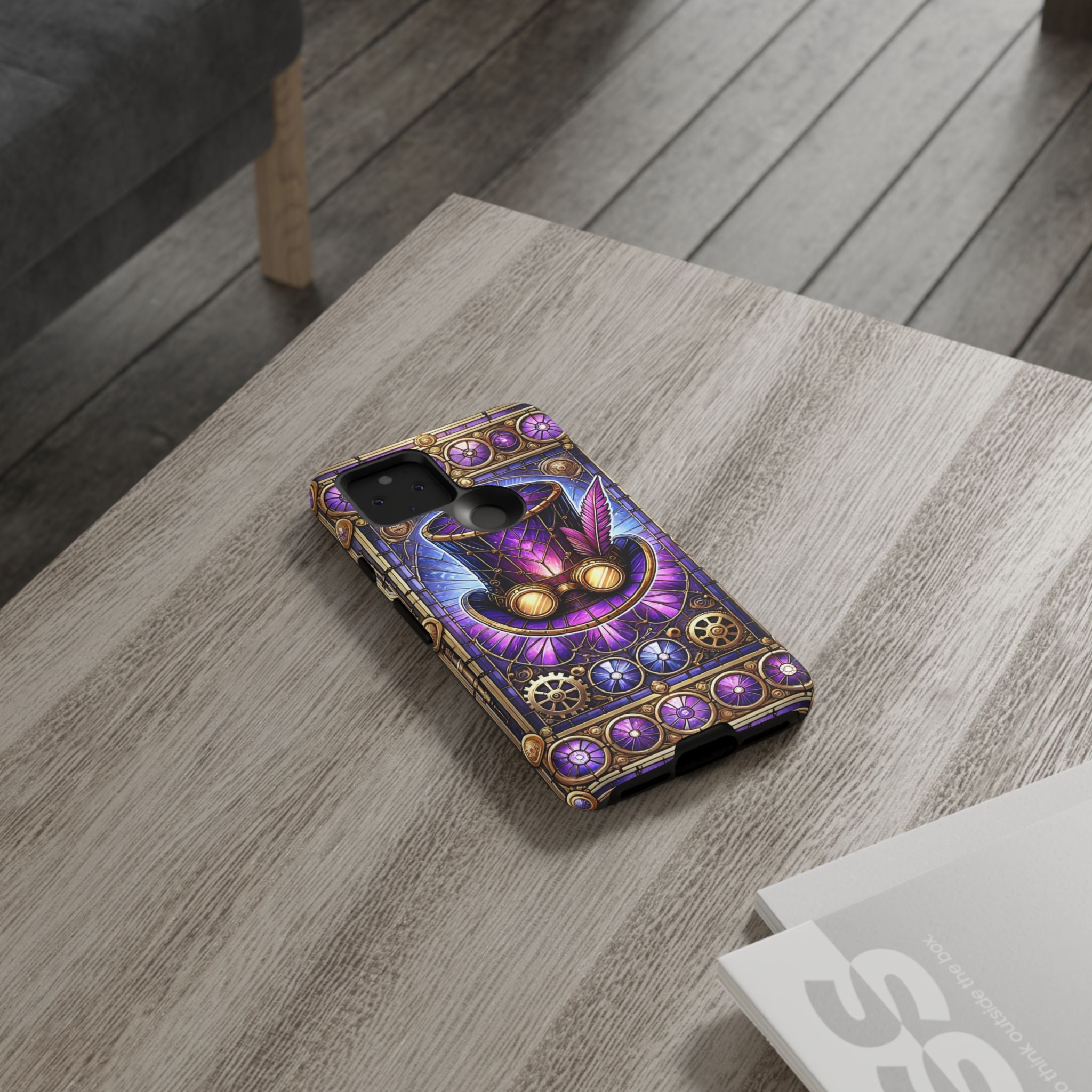 Stained Glass Steampunk Android Phone Case – 3D Full-Wrap Protective Cover with TPU Liner