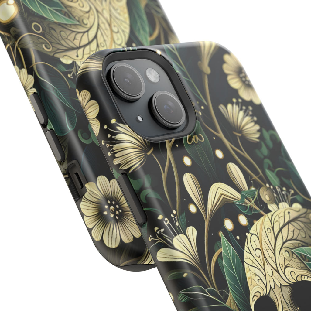 Floral Skull Phone Case – Botanical Gothic MagSafe-Compatible Cover