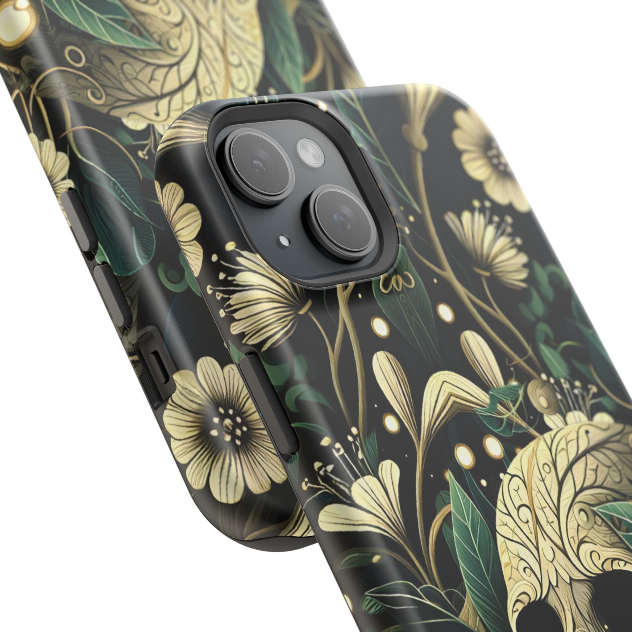 Floral Skull Phone Case – Botanical Gothic MagSafe-Compatible Cover