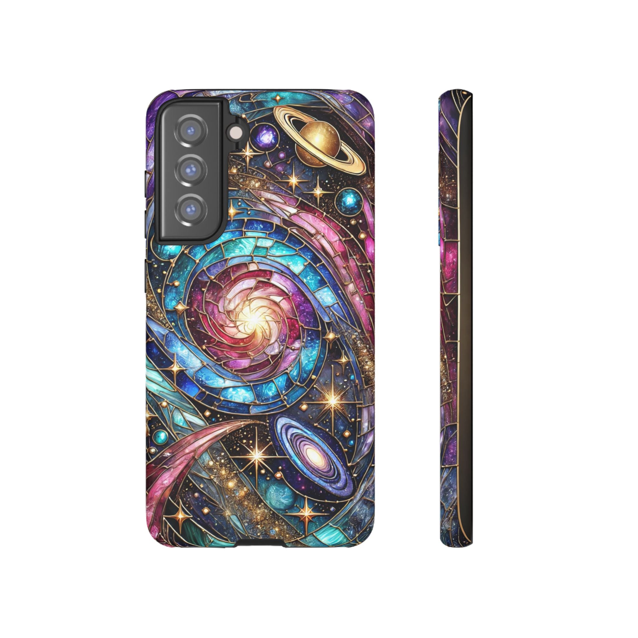 Stained Glass Celestial Android Phone Case – 3D Galaxy Full-Wrap Protective Cover with TPU Liner